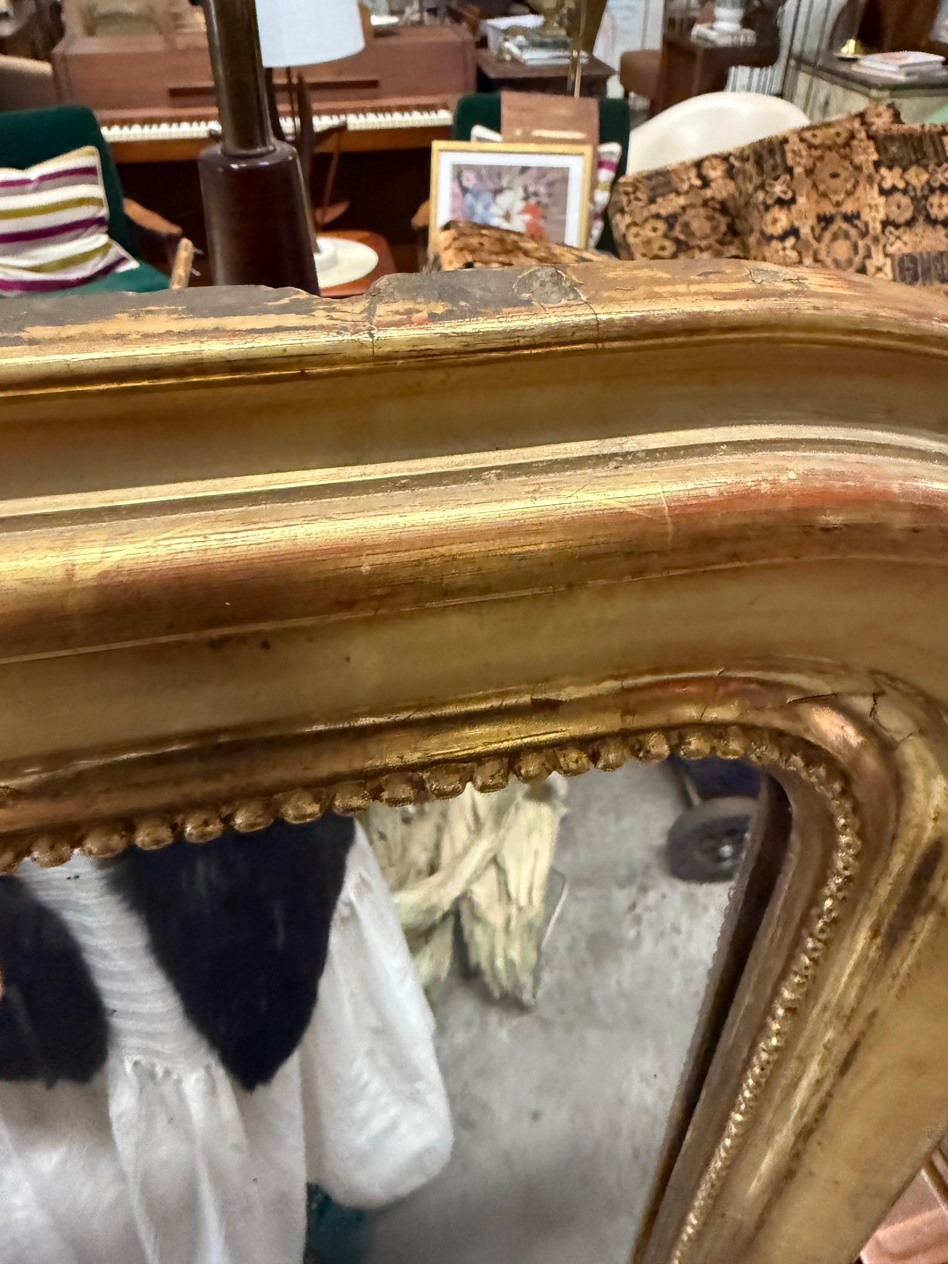 Antique French Louis Philippe Gilt Statement Wall Floor Mirror Circa 1880 in vendita 9