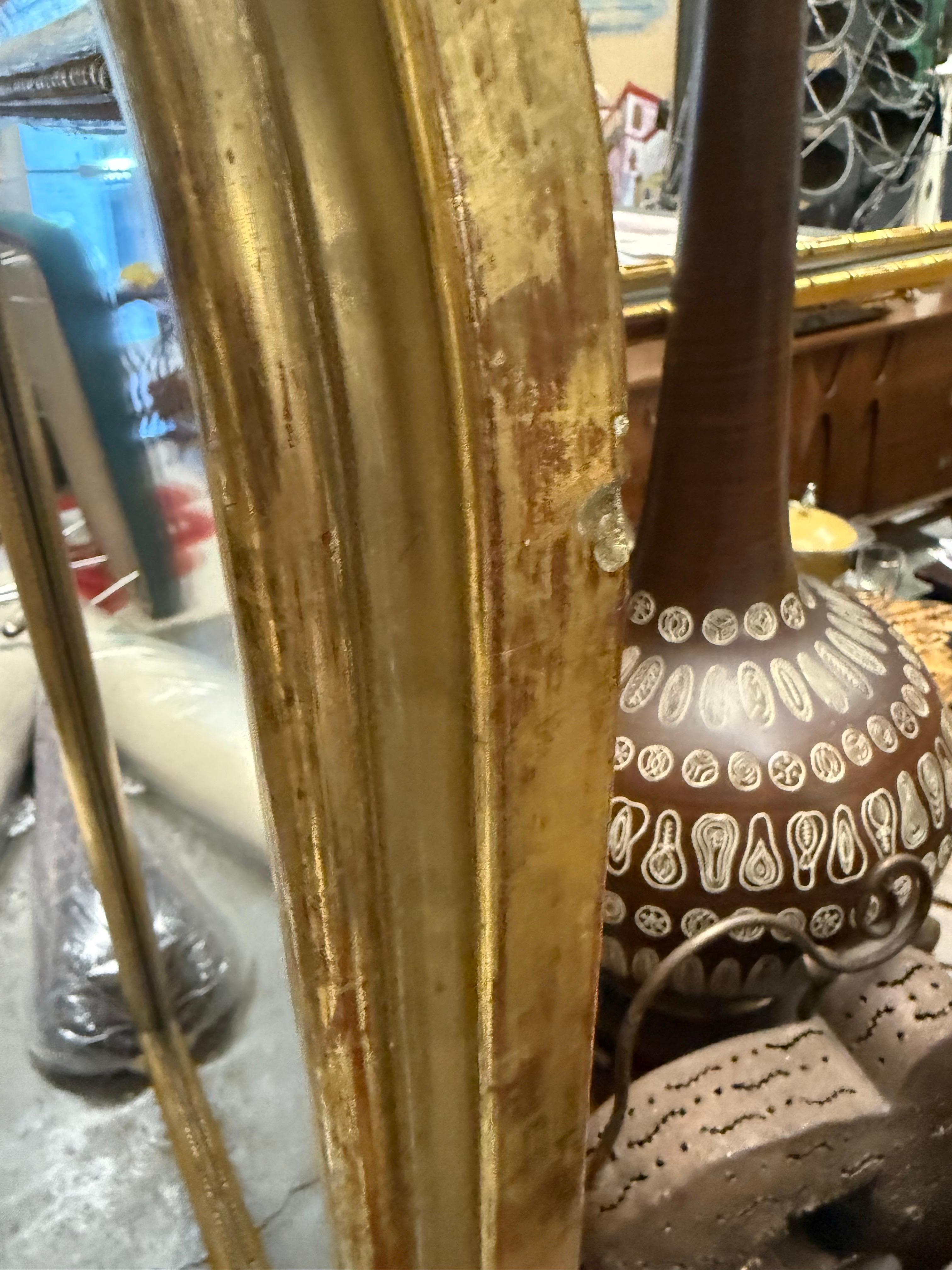 Antique French Louis Philippe Gilt Statement Wall Floor Mirror Circa 1880 in vendita 10