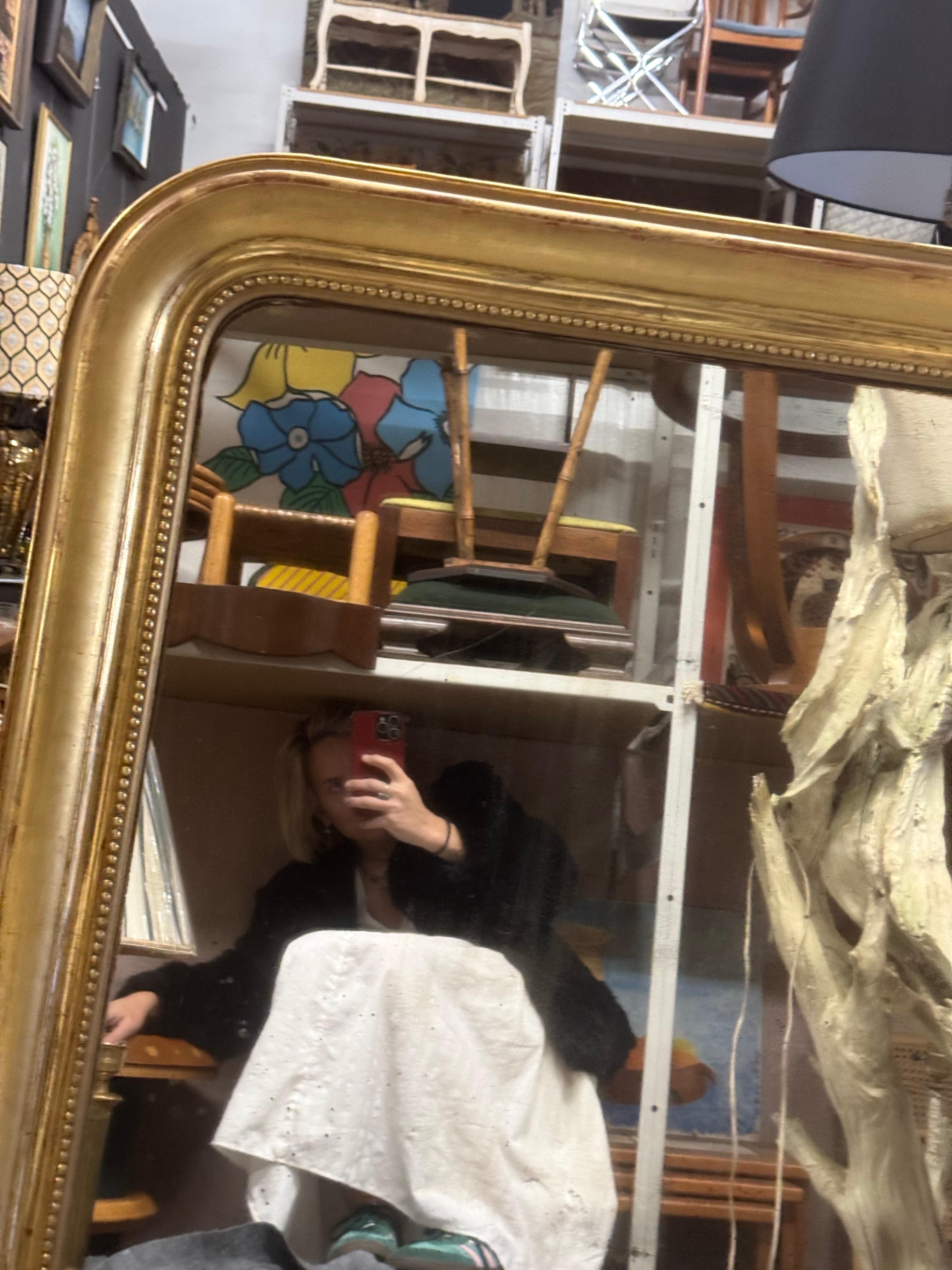 Specchio Antique French Louis Philippe Gilt Statement Wall Floor Mirror Circa 1880 in vendita