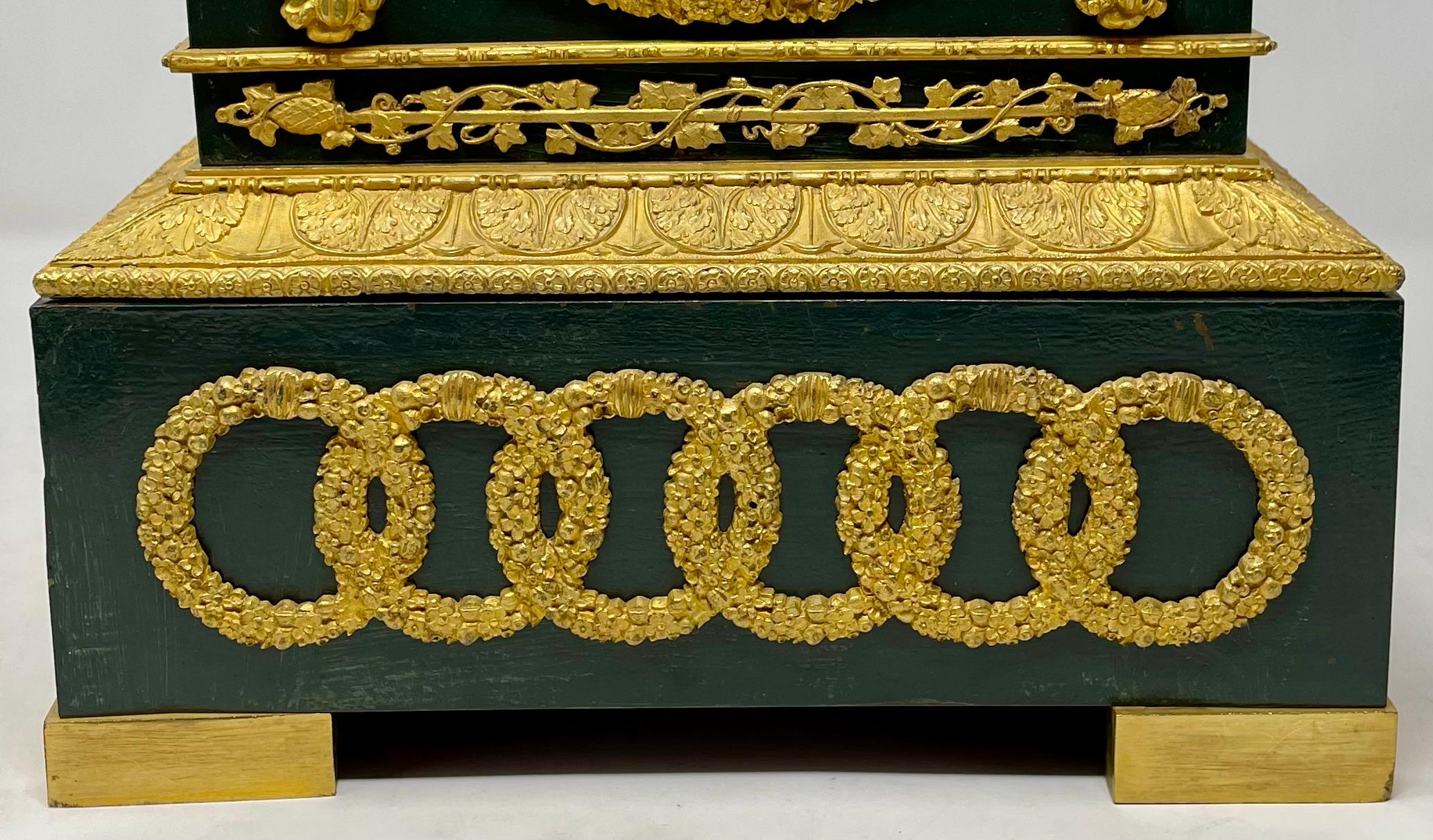 19th Century Antique French Louis Philippe Gold Bronze & Patinated Bronze Clock, Circa 1835's For Sale
