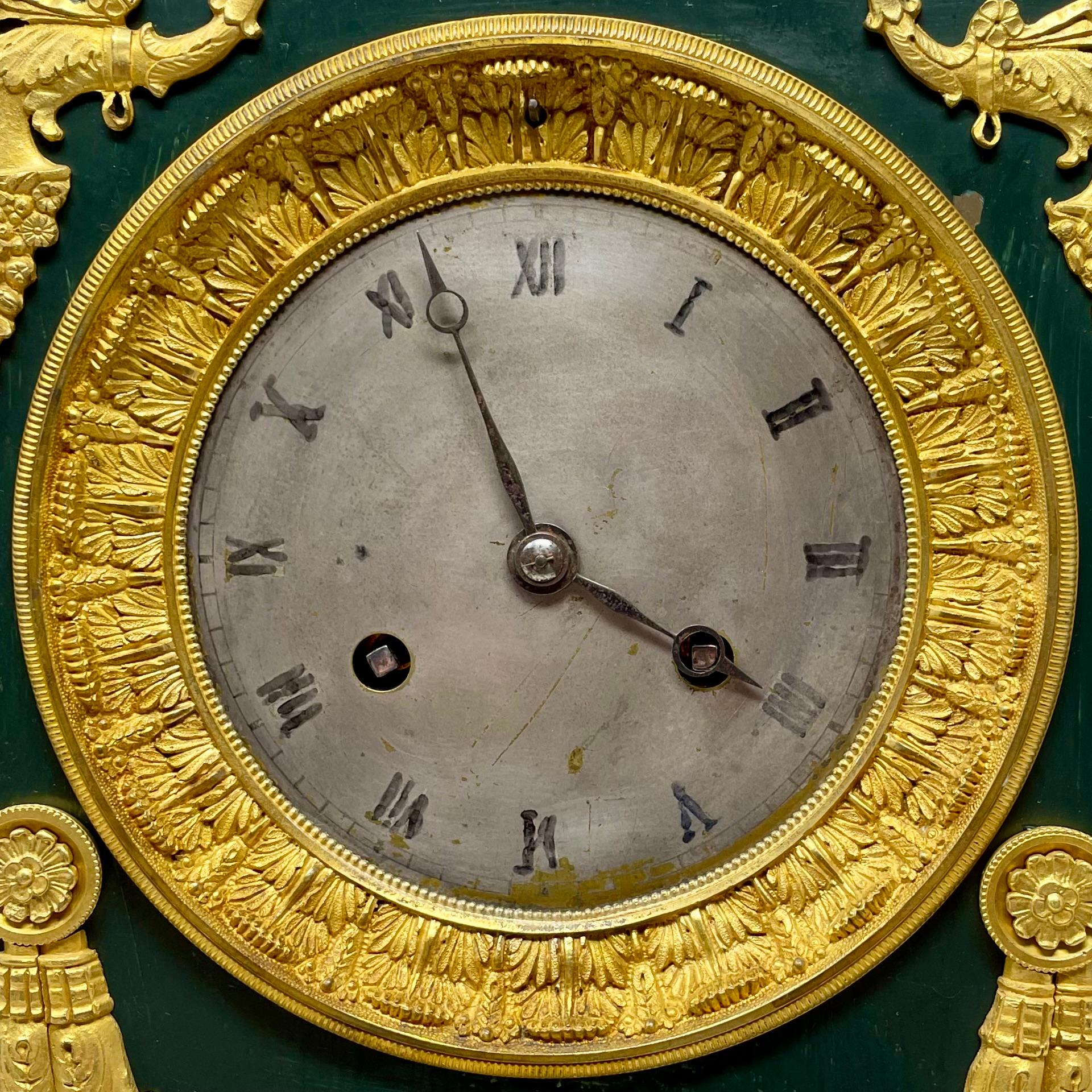 Antique French Louis Philippe Gold Bronze & Patinated Bronze Clock, Circa 1835's For Sale 2