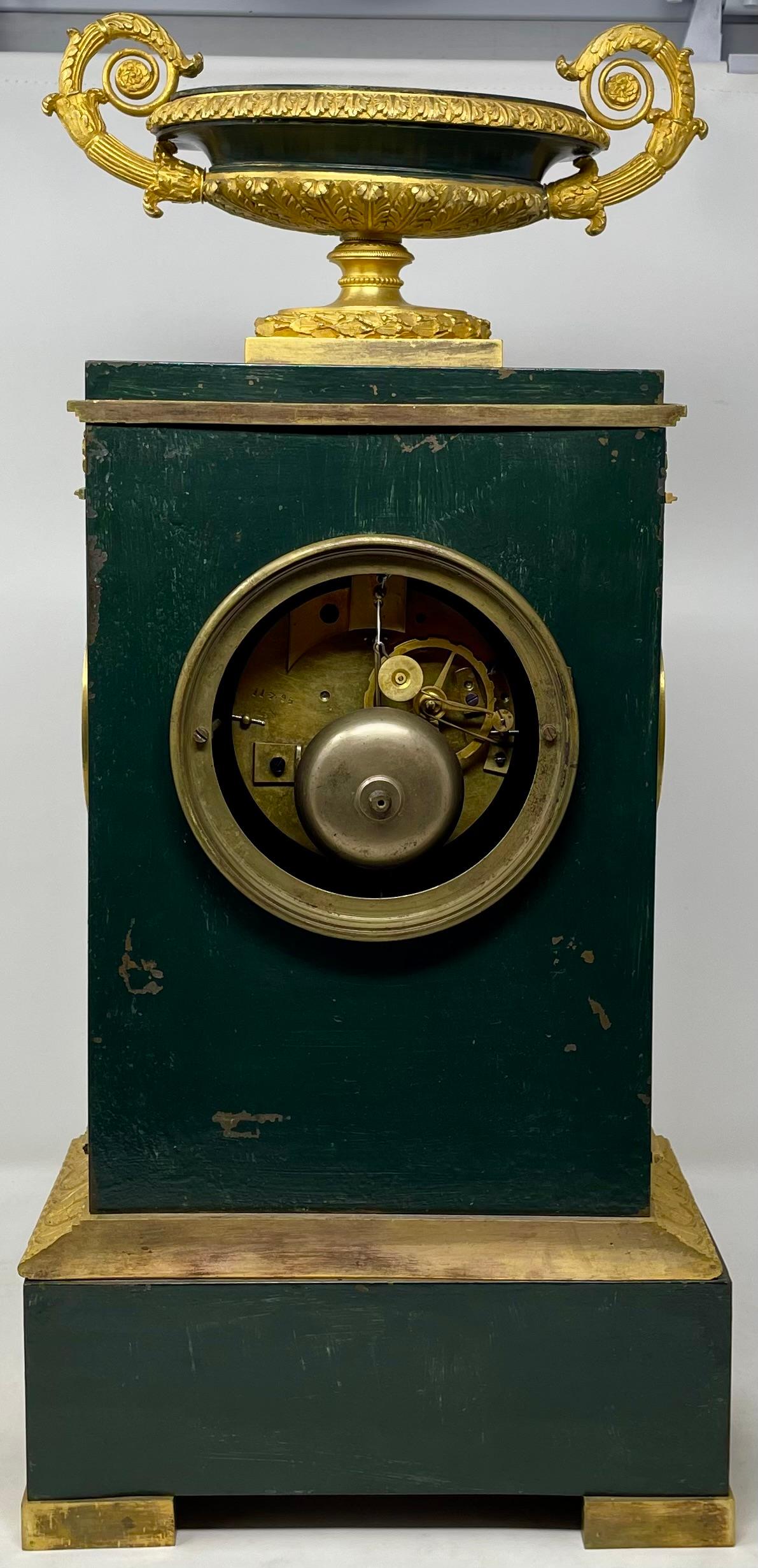 Antique French Louis Philippe Gold Bronze & Patinated Bronze Clock, Circa 1835's For Sale 5
