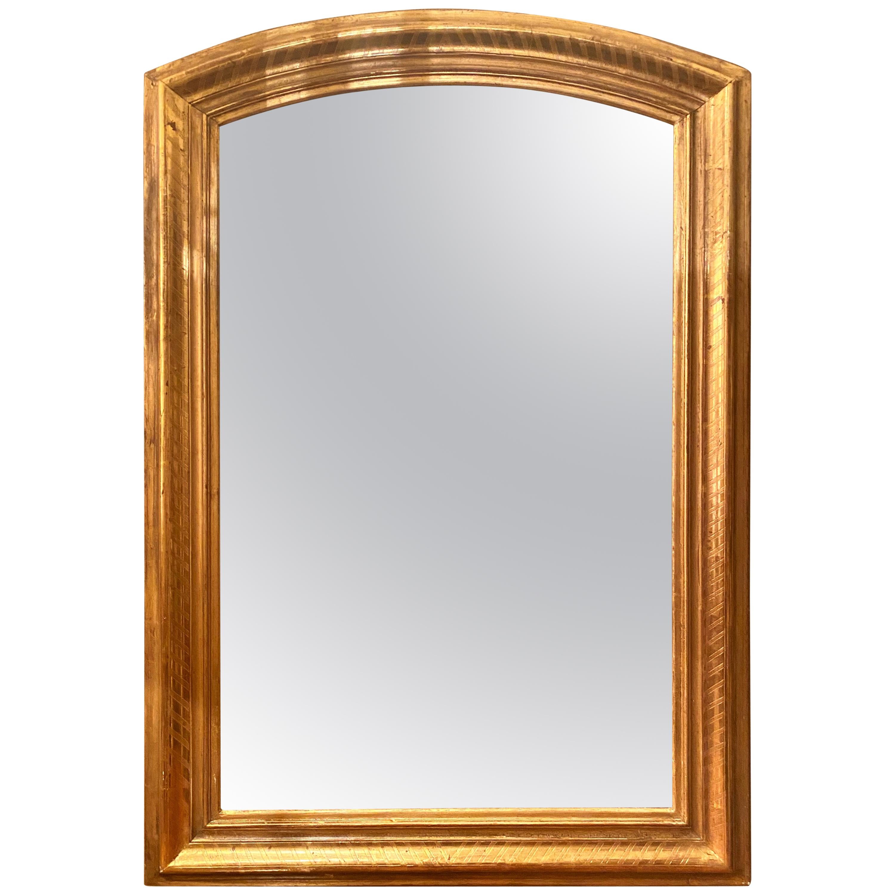 Antique French Louis Philippe Gold Leaf Mirror, circa 1880 For Sale