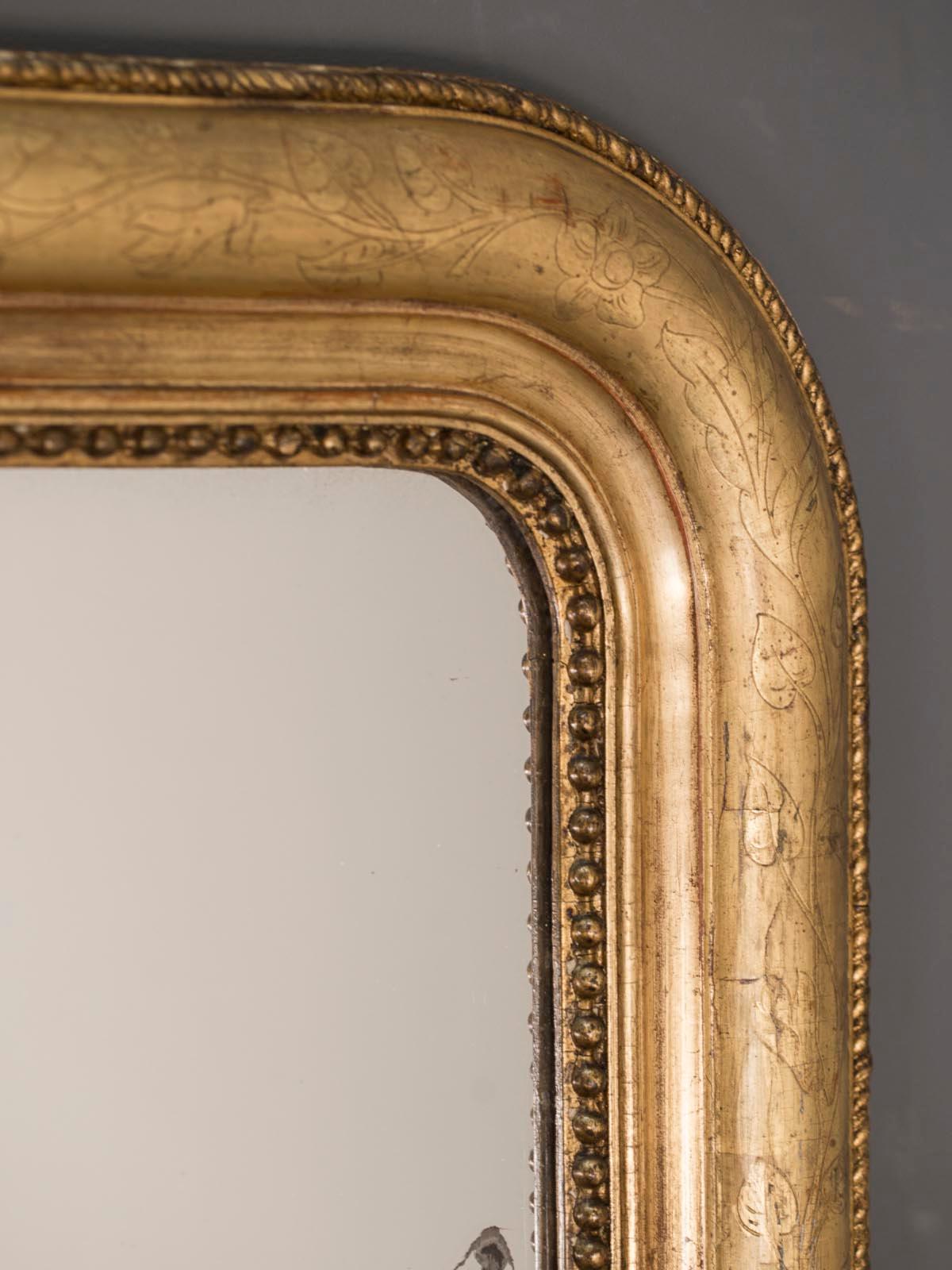 Late 19th Century Antique French Louis Philippe Gold Mirror, France, circa 1885 For Sale