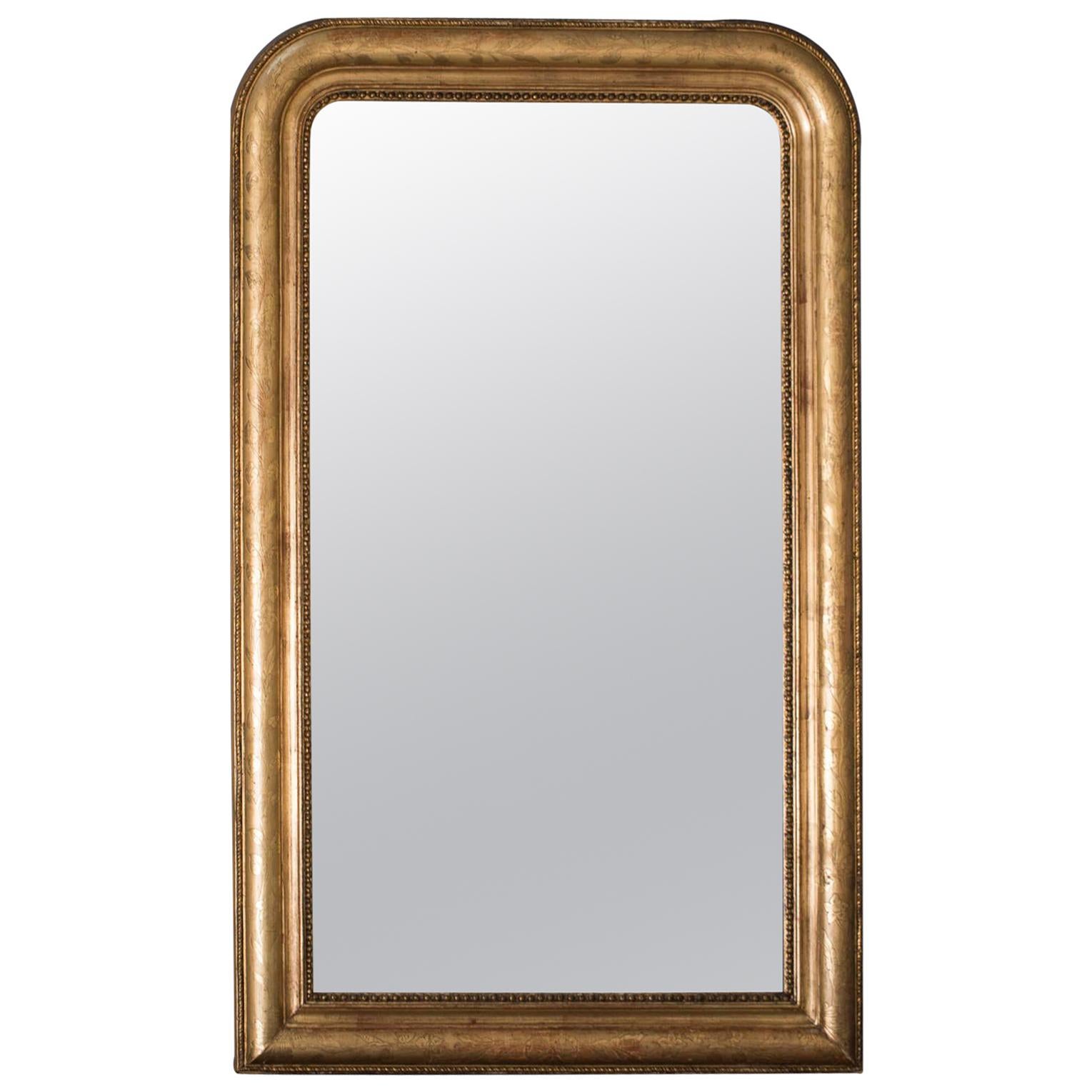 Antique French Louis Philippe Gold Mirror, France, circa 1885 For Sale