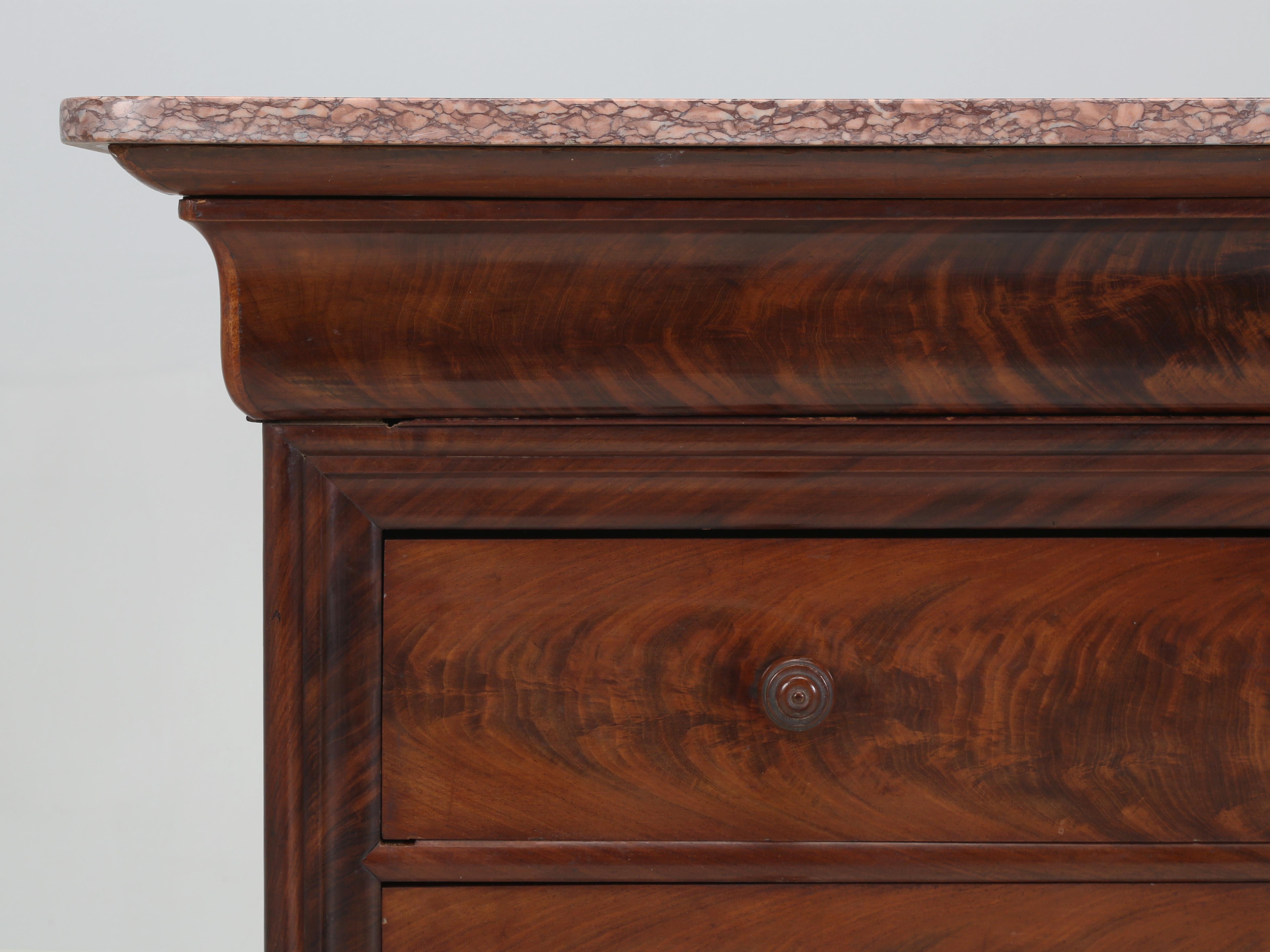 Antique French Louis Philippe Mahogany Commode Marble Top Restored Condition For Sale 5