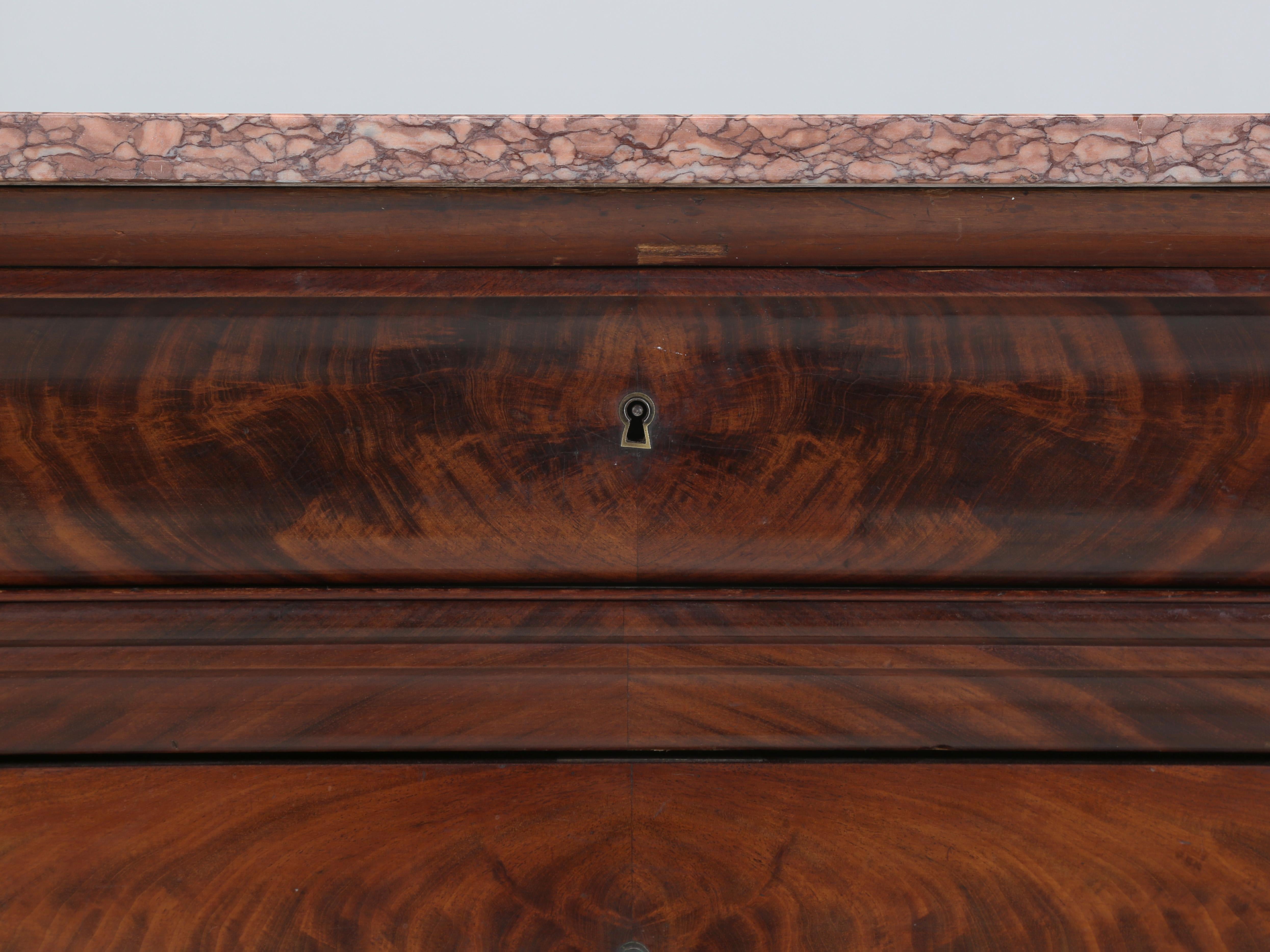 Antique French Louis Philippe Mahogany Commode Marble Top Restored Condition For Sale 6