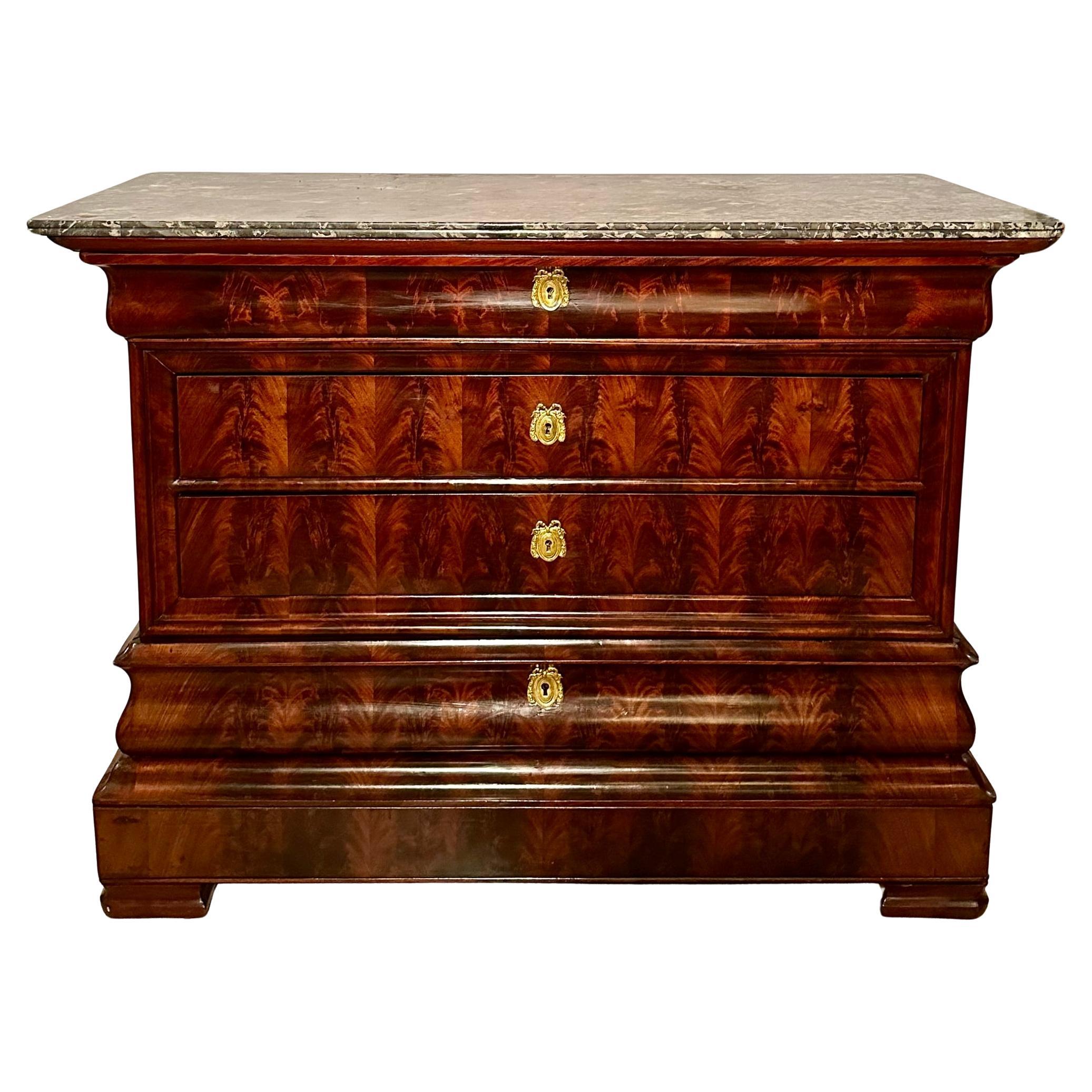 Antique French Louis Philippe Marble Top Mahogany Commode, Circa 1850.
A handsome marble top commode.