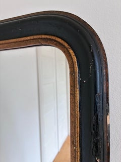 Antique French Louis Philippe Mirror – Black and Gold, Late 19th Century