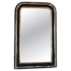 Antique French Louis Philippe Mirror – Black and Gold, Late 19th Century