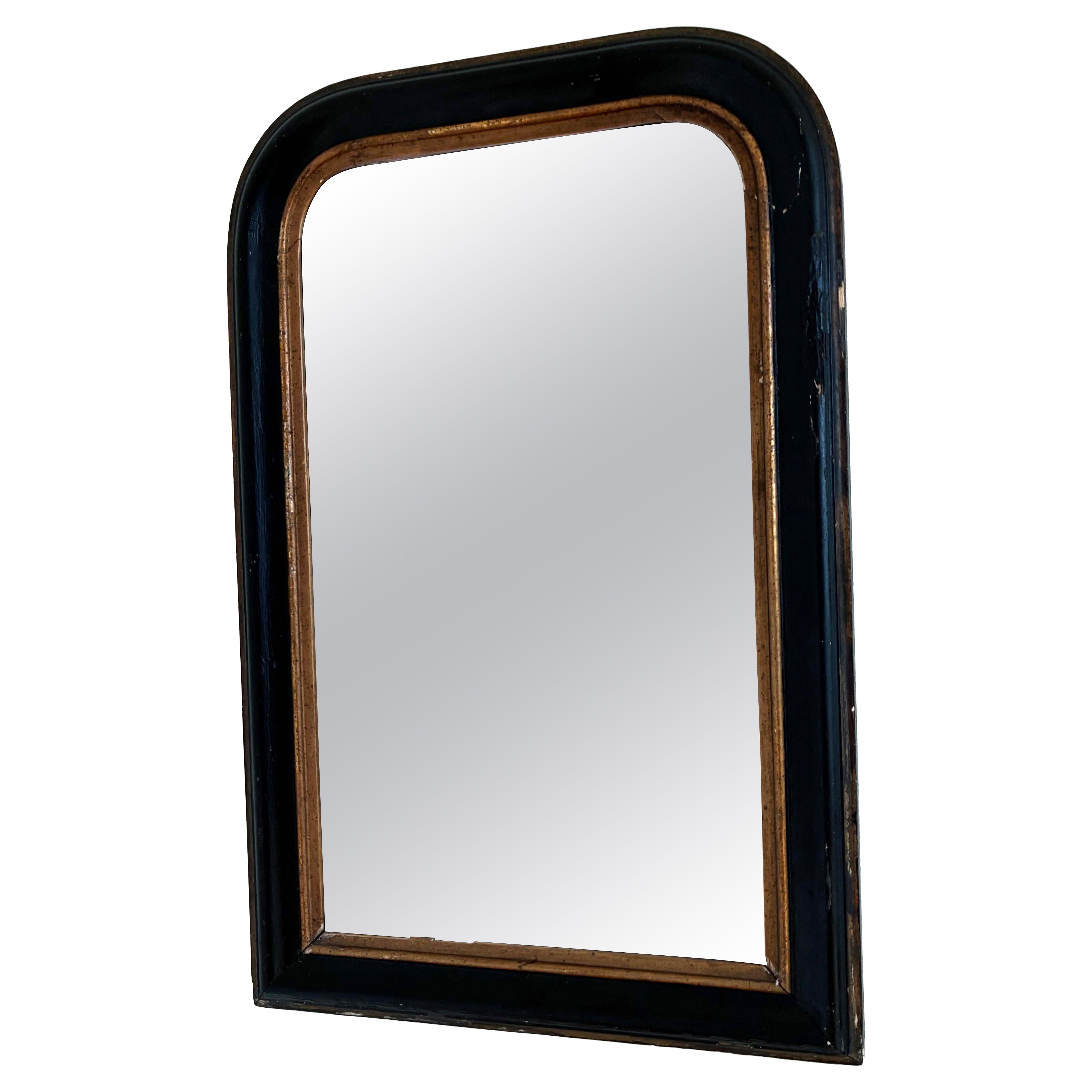 Antique French Louis Philippe Mirror – Black and Gold, Late 19th Century