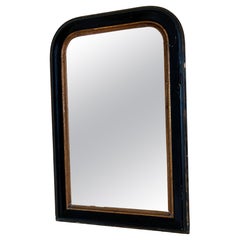 Antique French Louis Philippe Mirror – Black and Gold, Late 19th Century