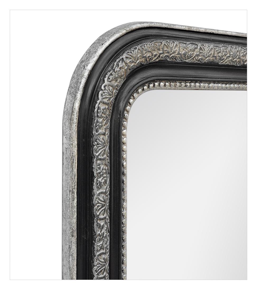 Antiguo espejo Louis Philippe francés, patinado negro y plateado, hacia 1880 en Bueno estado para la venta en Paris, FR