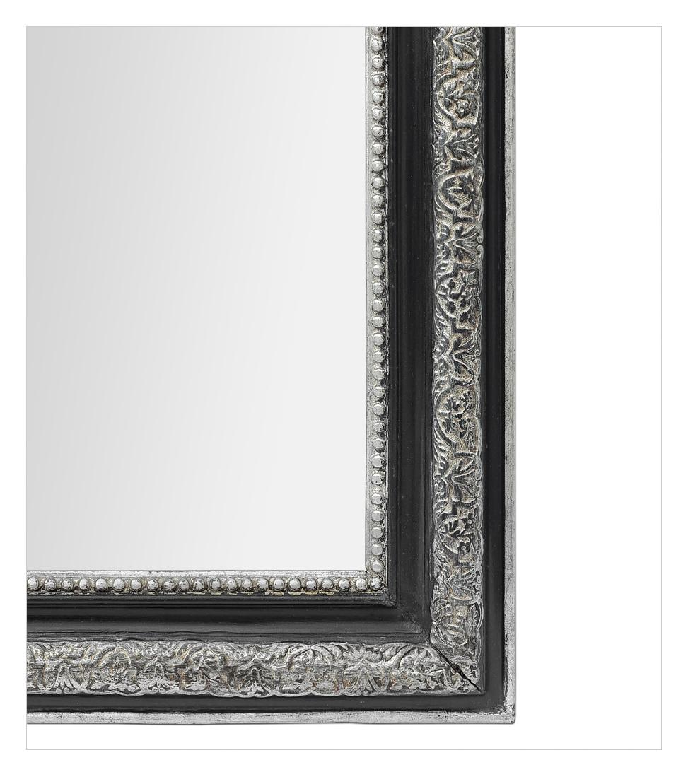 Antiguo espejo Louis Philippe francés, patinado negro y plateado, hacia 1880 Fines del siglo XIX en venta