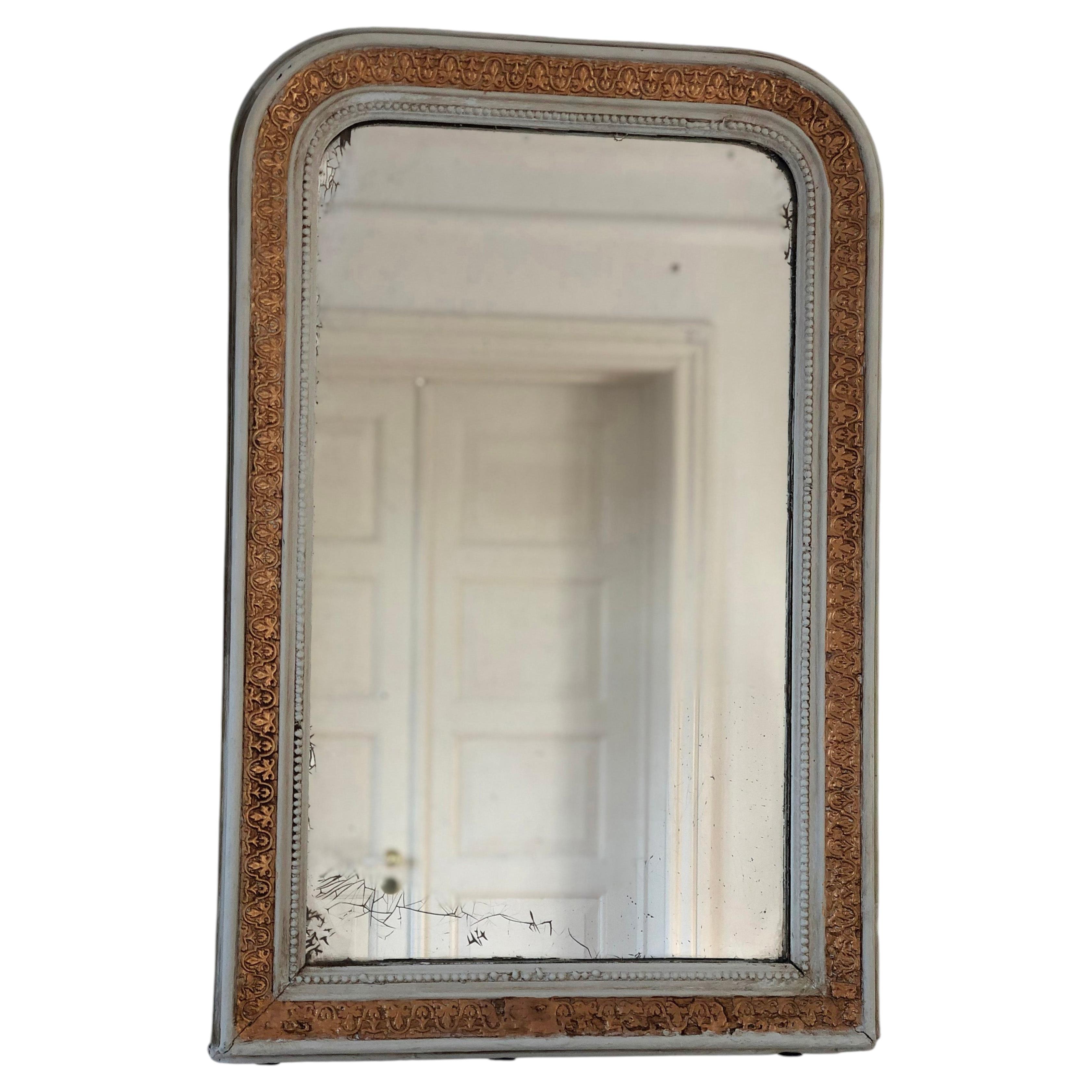 Antique French Louis Philippe Mirror - Crème et or, fin du 19ème siècle