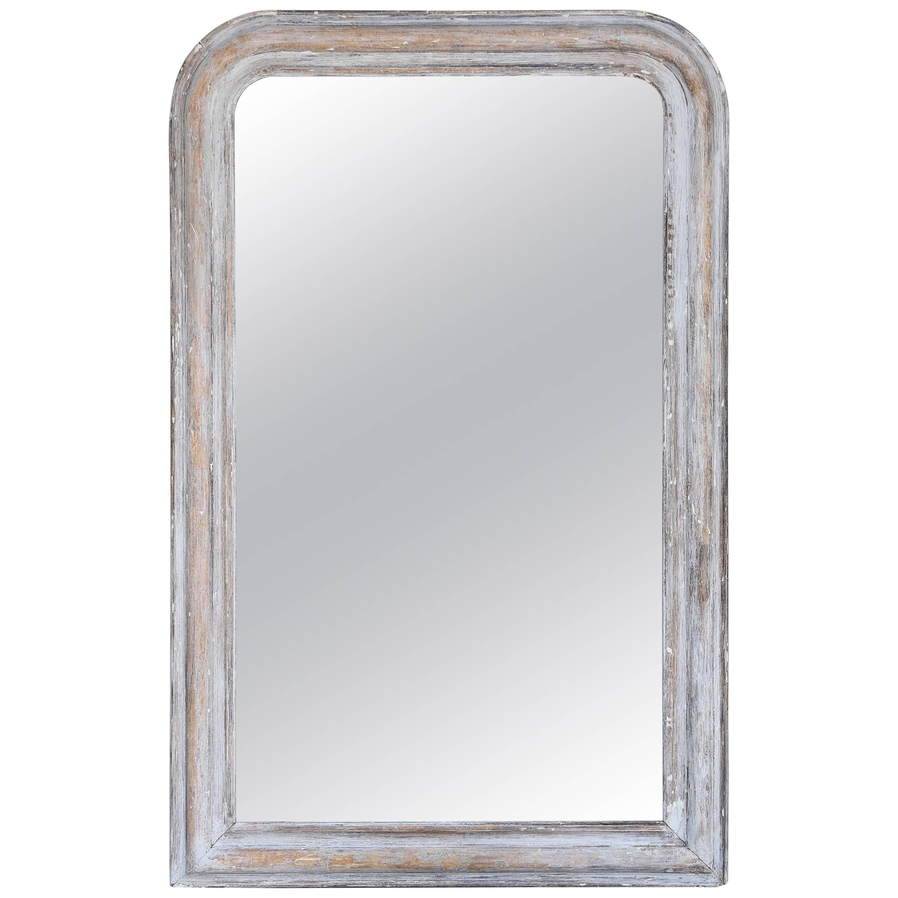 Antique French Louis Philippe Mirror in Distressed Grey