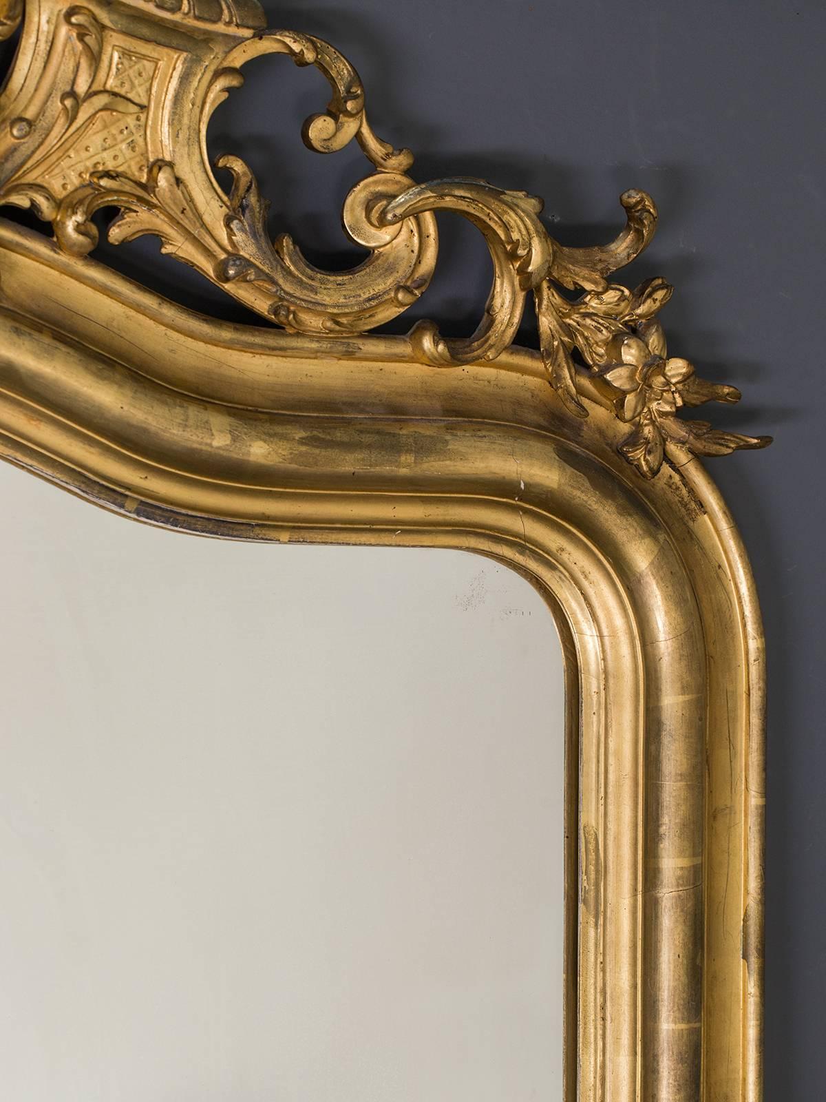 Antique French Louis Philippe Mirror with a Cartouche, circa 1890 3