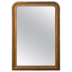 Antique French Louis Philippe Mirror with Carved and Beaded Gilt Frame