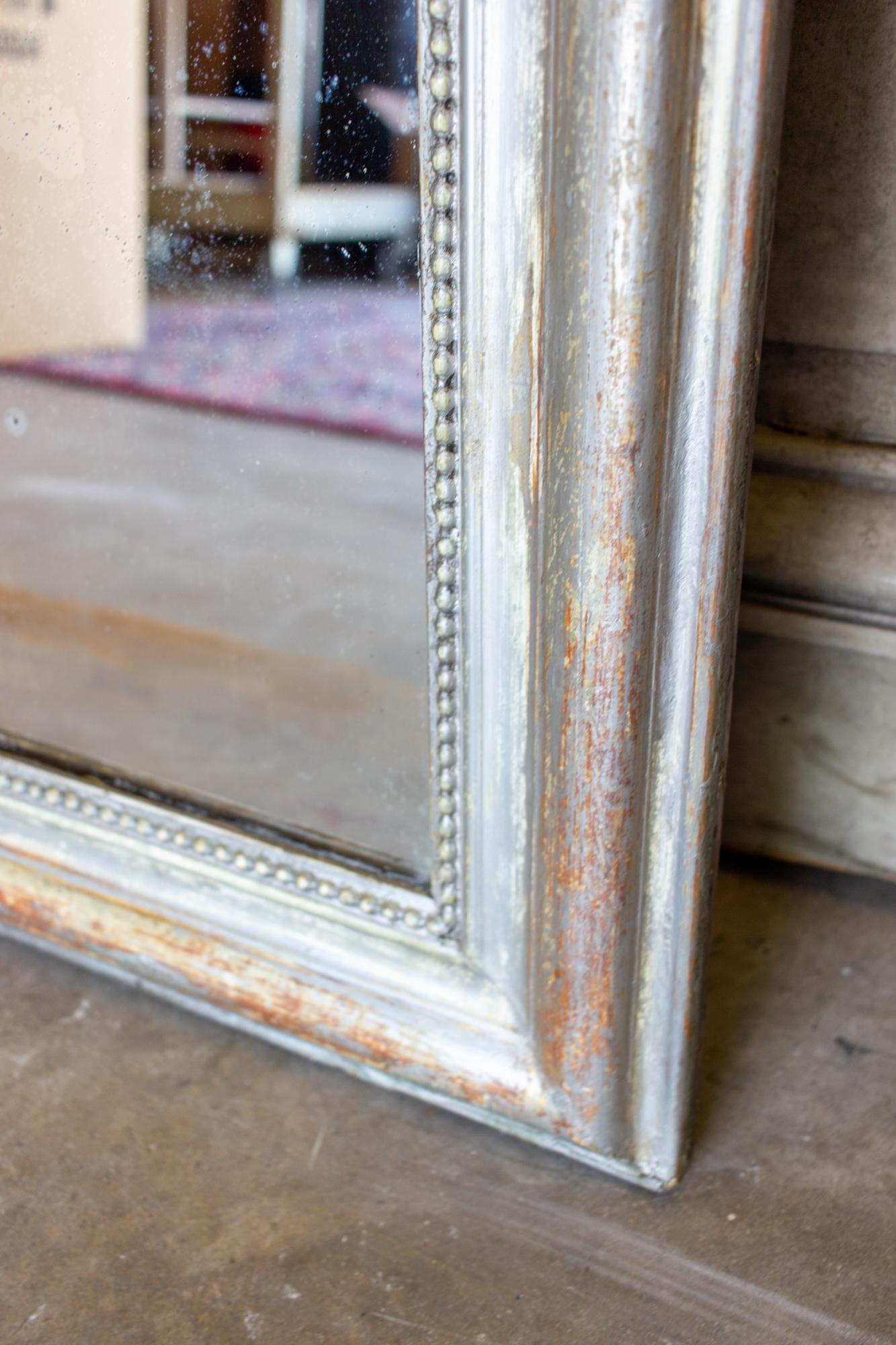 Antique French Louis Philippe Mirror with Distressed Gilt Frame & Original Glass 3
