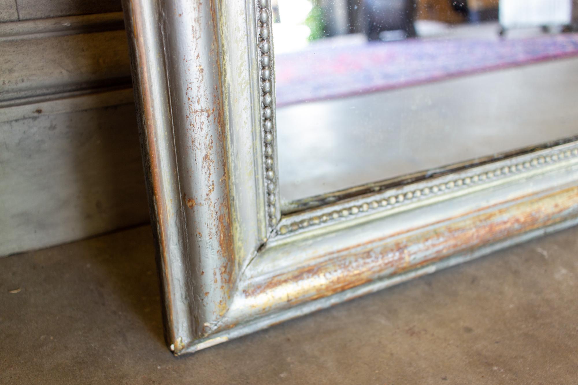 Antique French Louis Philippe Mirror with Distressed Gilt Frame & Original Glass 6
