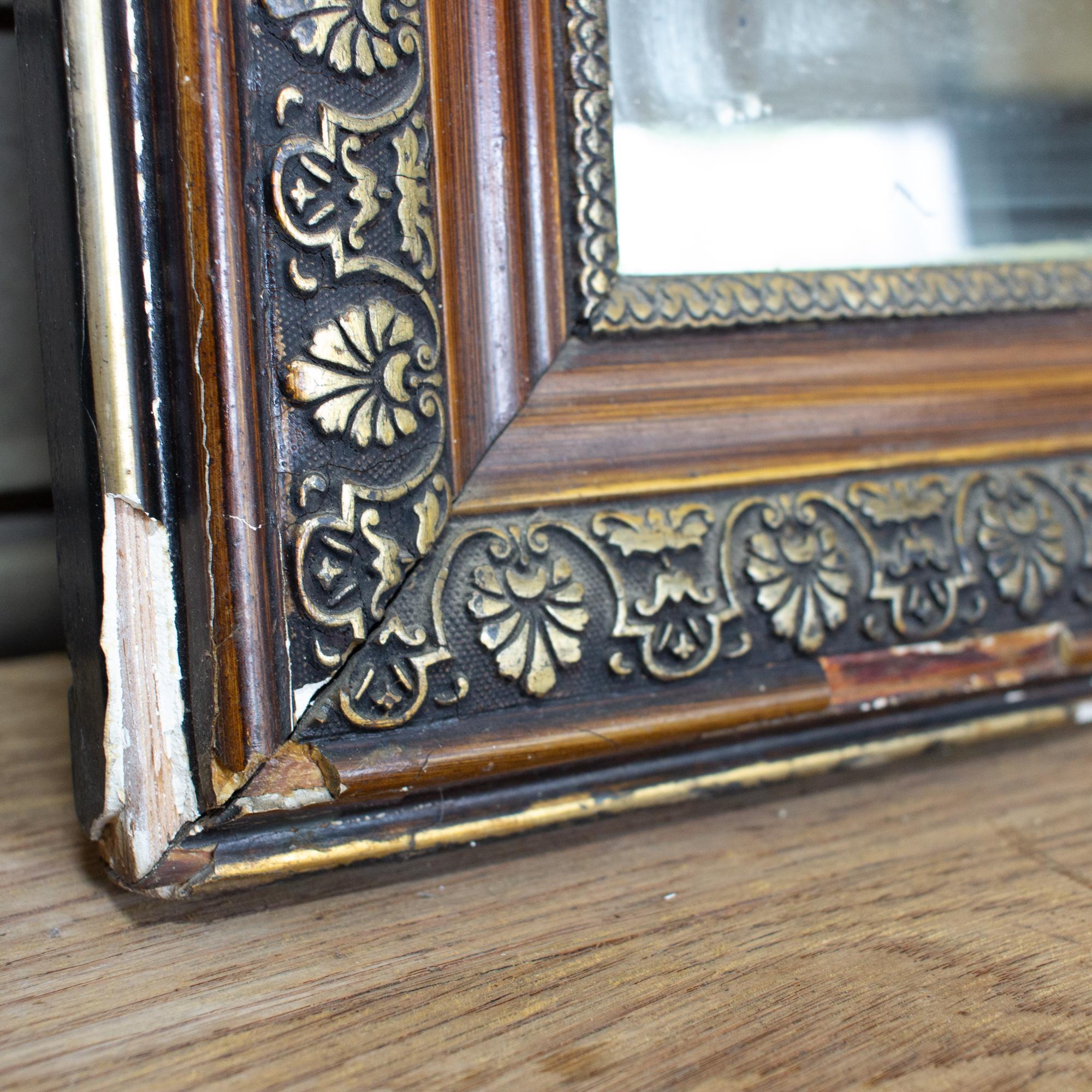 Antique French Louis Philippe Mirror with Gilt Edge and Original Glass For Sale 3