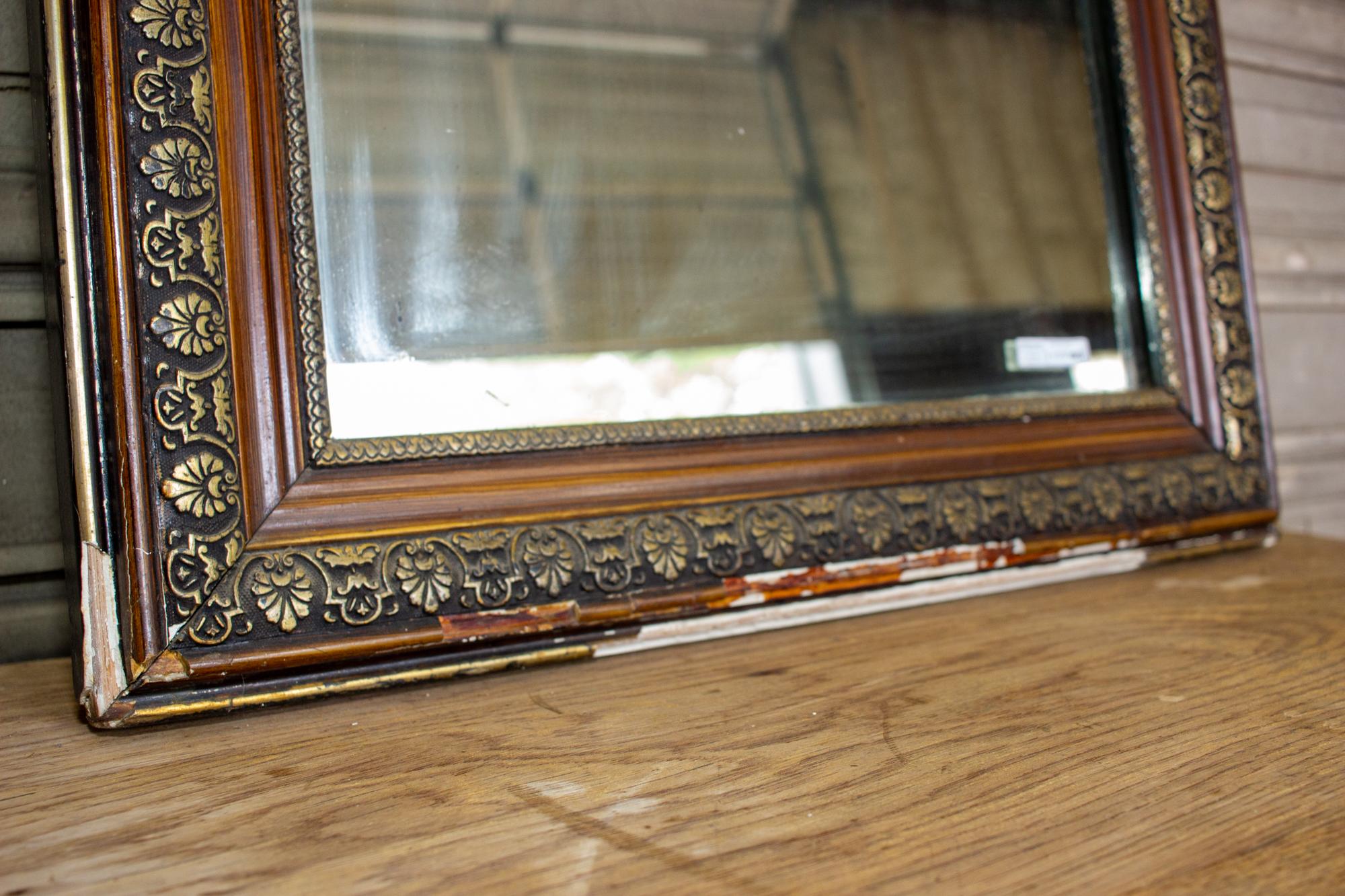 Antique French Louis Philippe Mirror with Gilt Edge and Original Glass For Sale 4