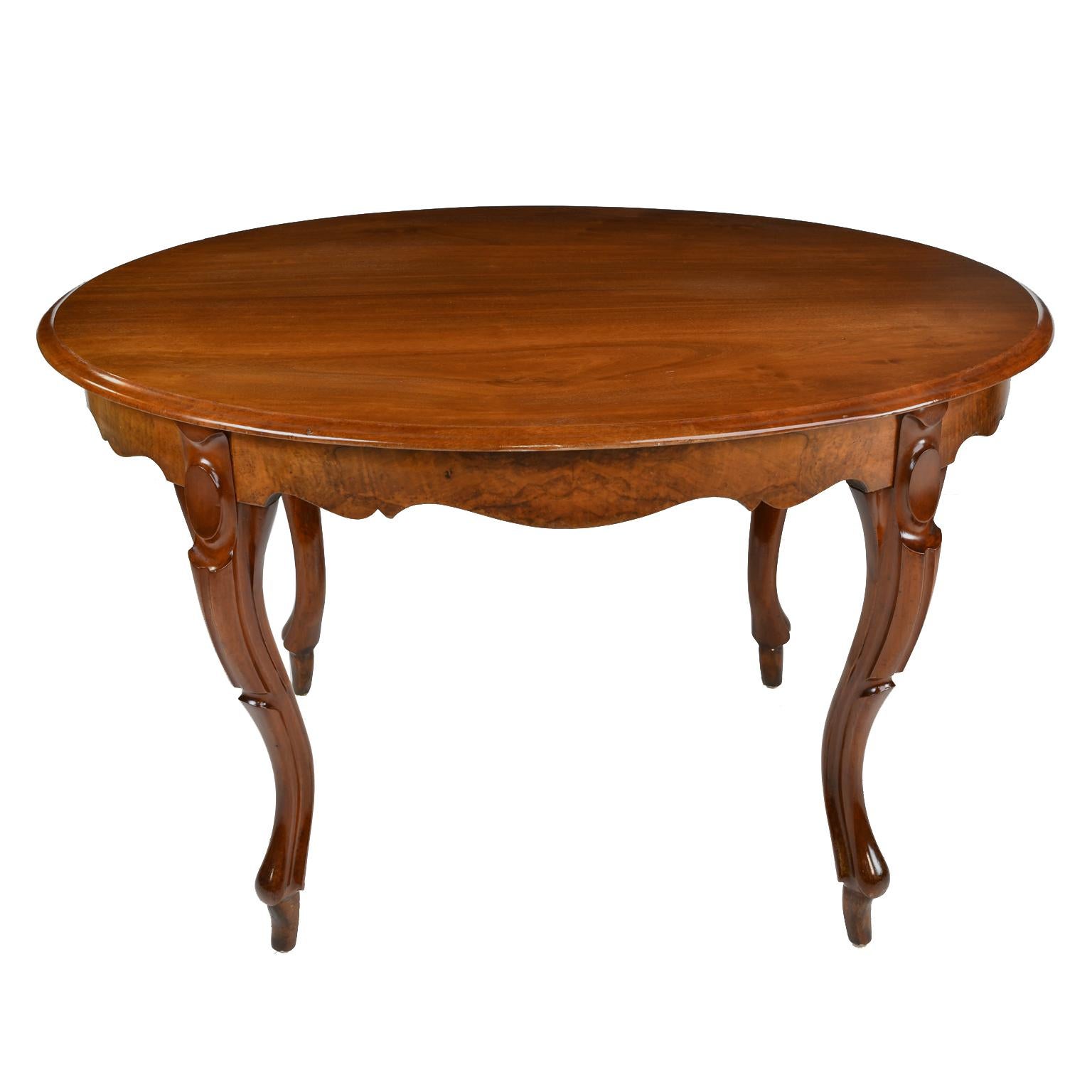 Walnut Antique French Louis Philippe Oval Dining/ Center Table in Mahogany, circa 1840 For Sale
