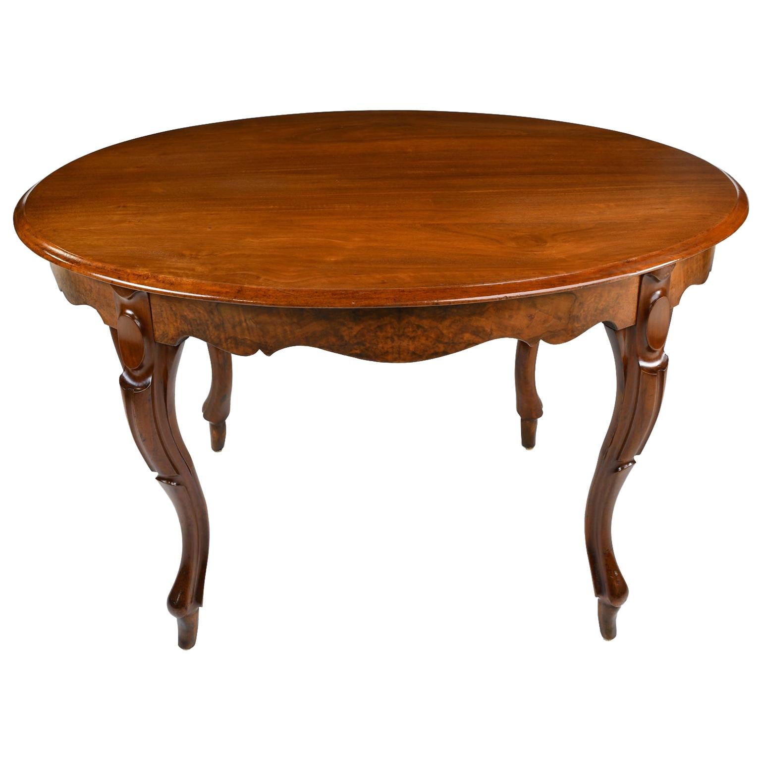 Antique French Louis Philippe Oval Dining/ Center Table in Mahogany, circa 1840