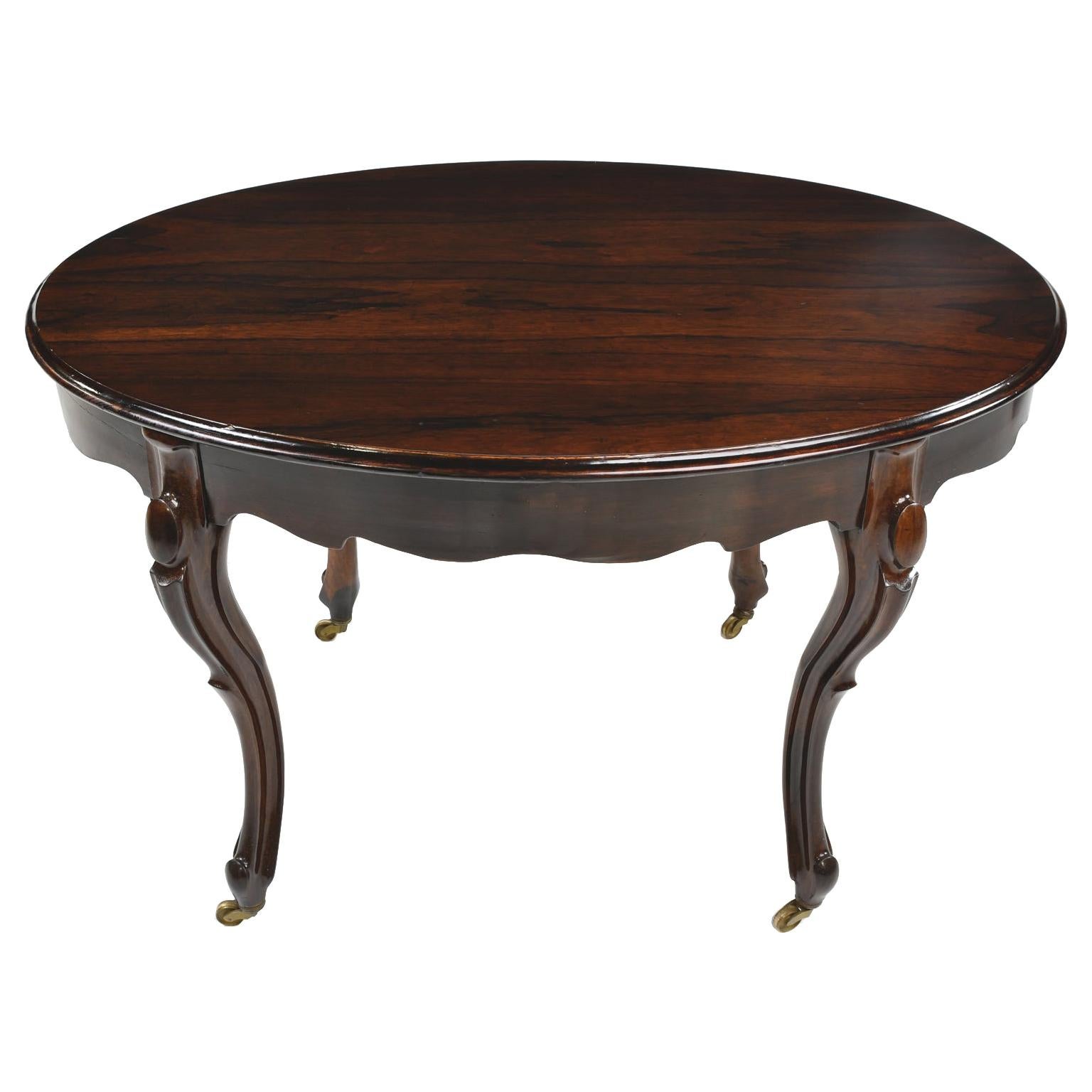 Antique French Louis Philippe Oval Dining/ Center Table in Rosewood, circa 1840