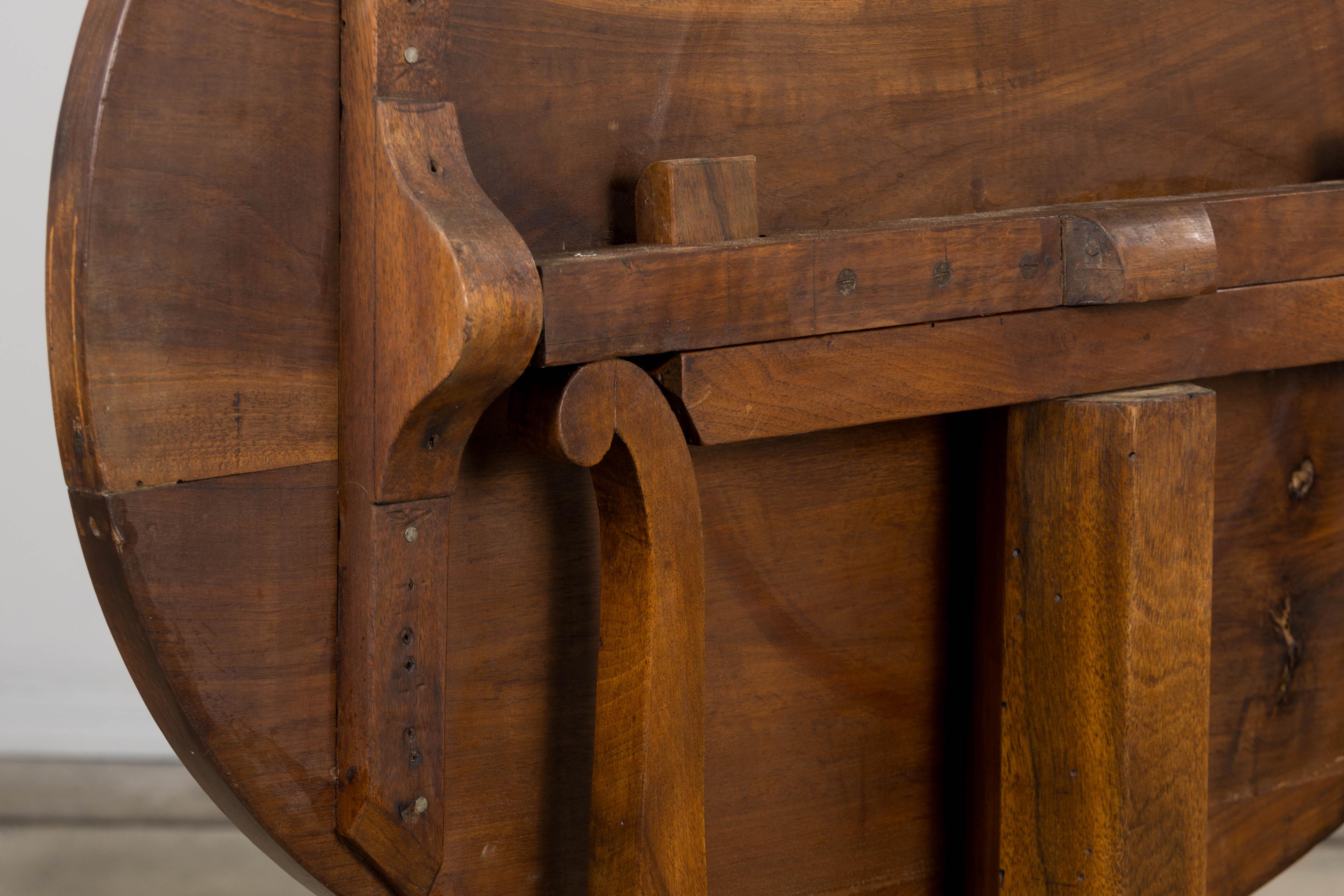 Antique French Louis Philippe Oval Walnut Vendange Wine Tasting Side Table For Sale 15