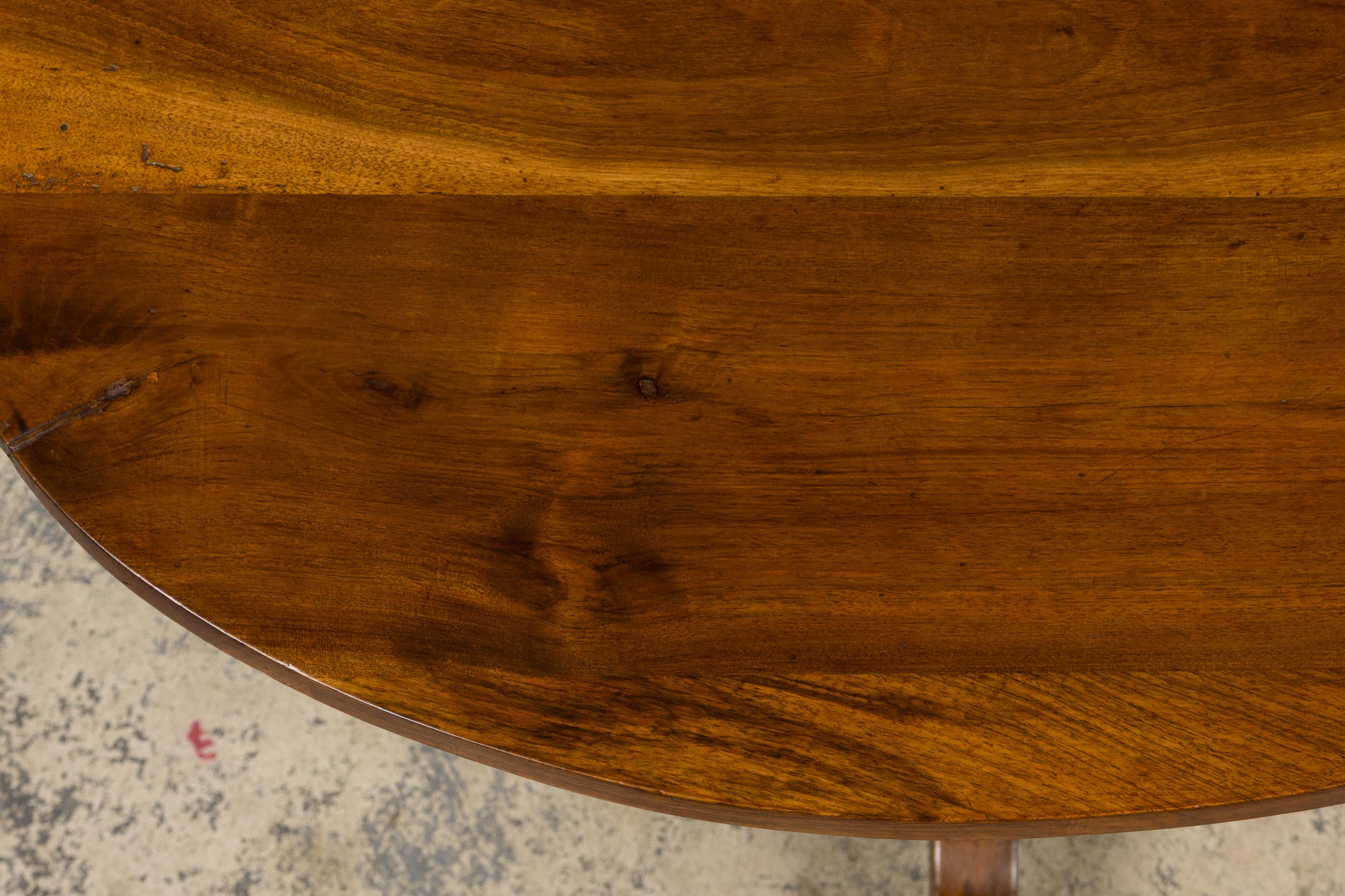 19th Century Antique French Louis Philippe Oval Walnut Vendange Wine Tasting Side Table For Sale