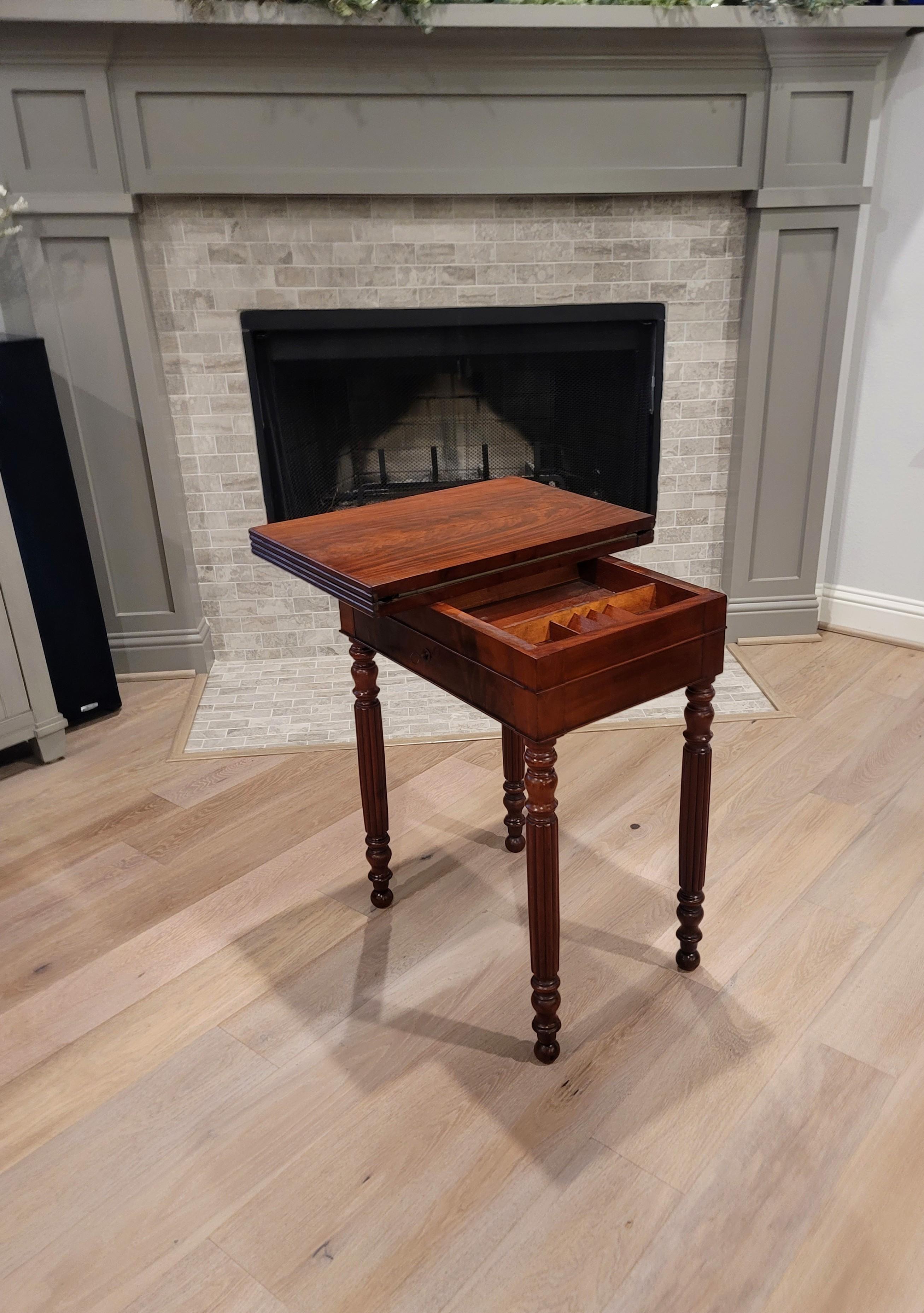 Mid-19th Century Antique French Louis Philippe Period Flame Mahogany Small Games Table 