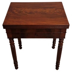 Antique French Louis Philippe Period Flame Mahogany Small Games Table