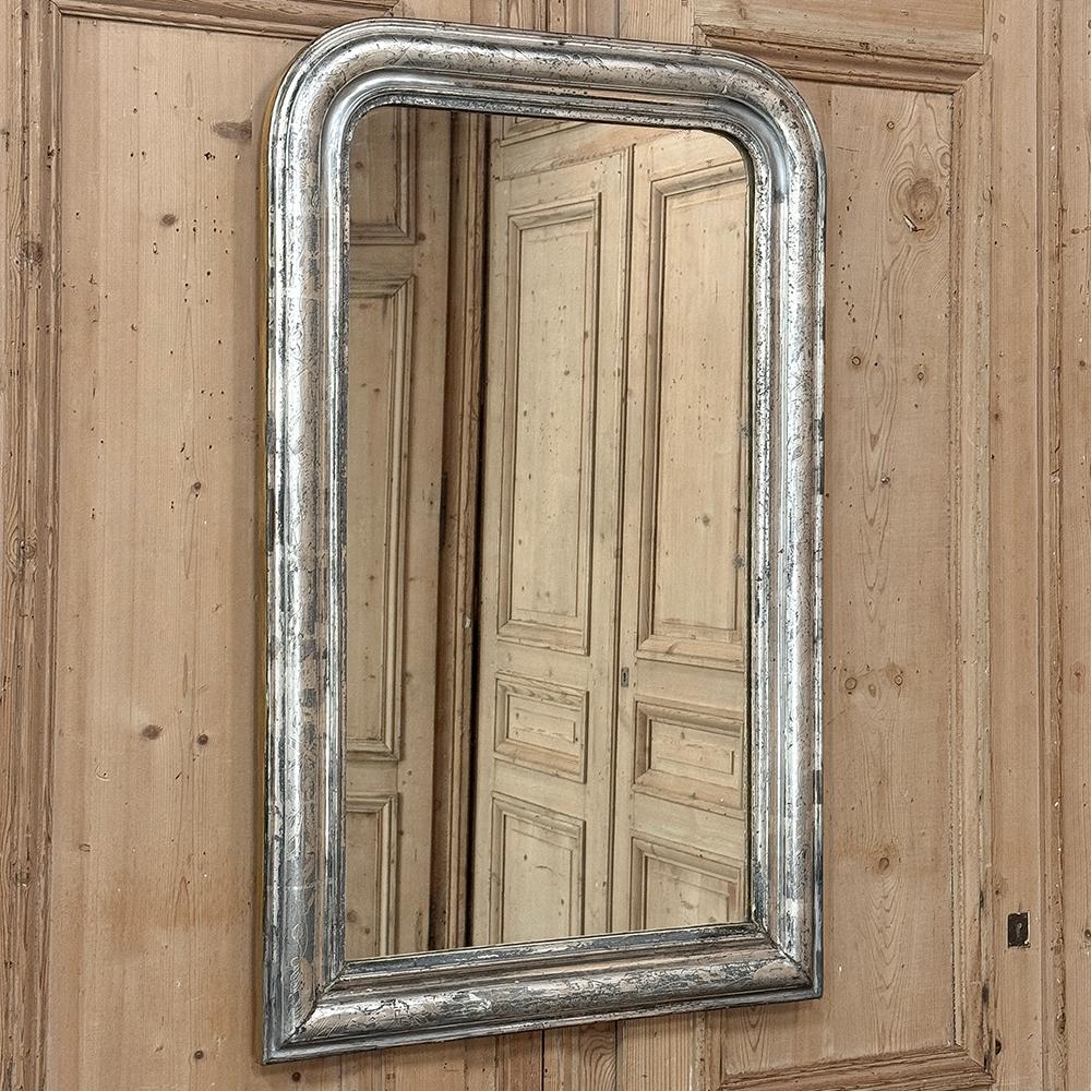 Hand-Crafted Antique French Louis Philippe Period Silvered Mirror For Sale