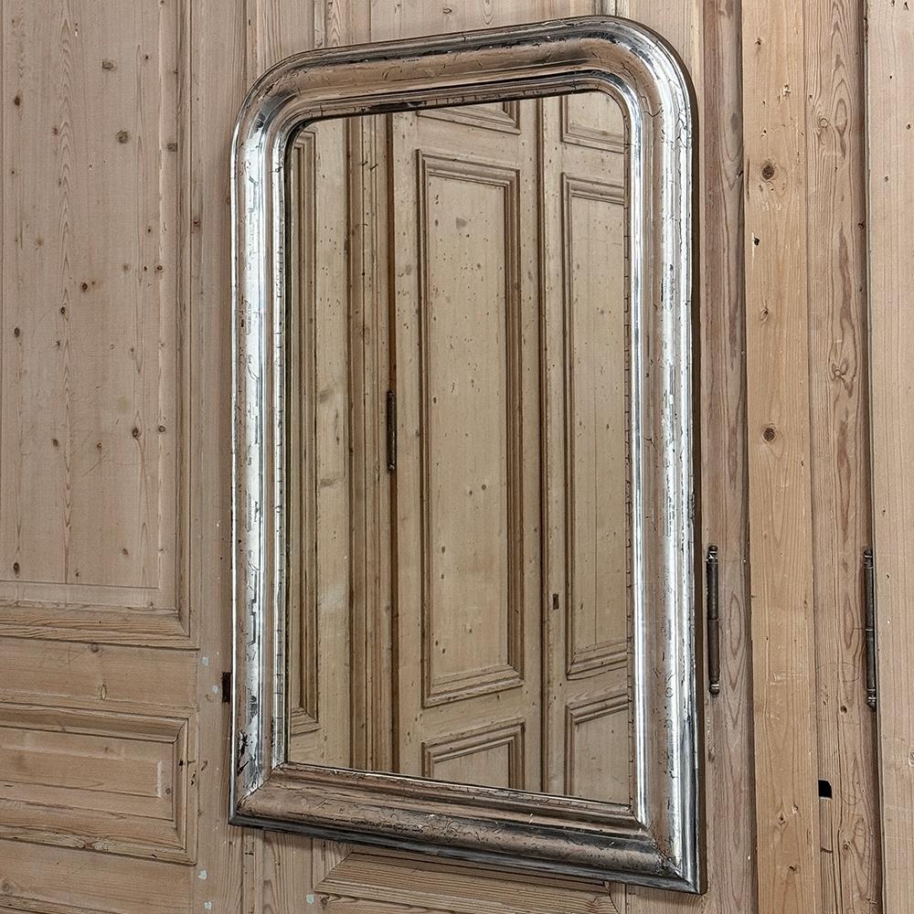 Antique French Louis Philippe Period Silvered Mirror In Good Condition In Dallas, TX
