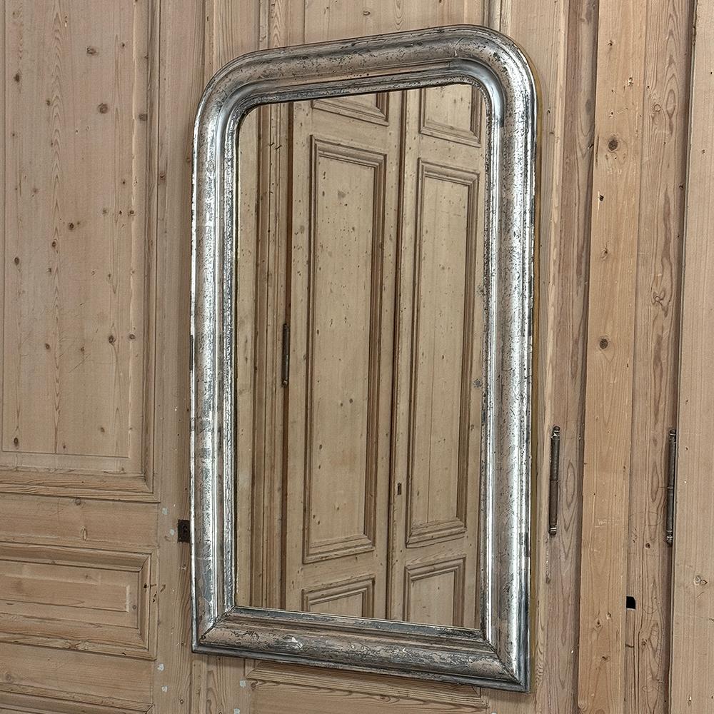Antique French Louis Philippe Period Silvered Mirror In Good Condition For Sale In Dallas, TX