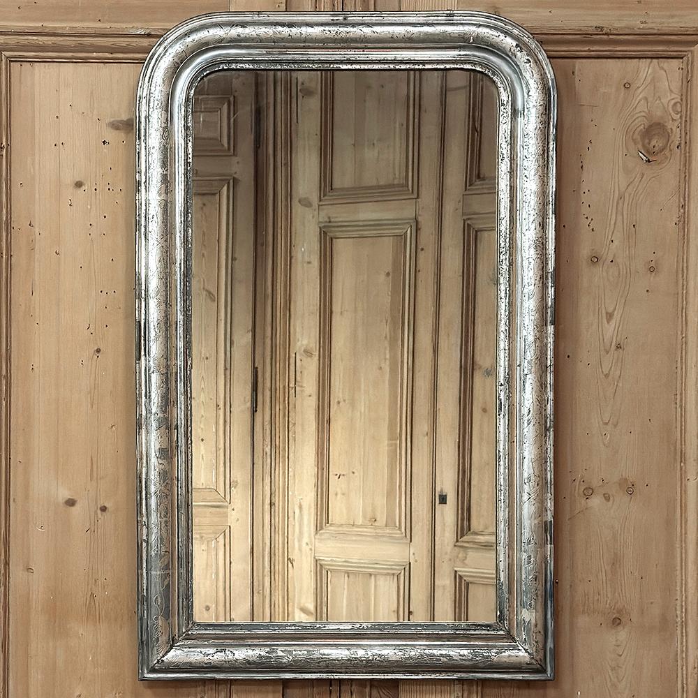 19th Century Antique French Louis Philippe Period Silvered Mirror For Sale
