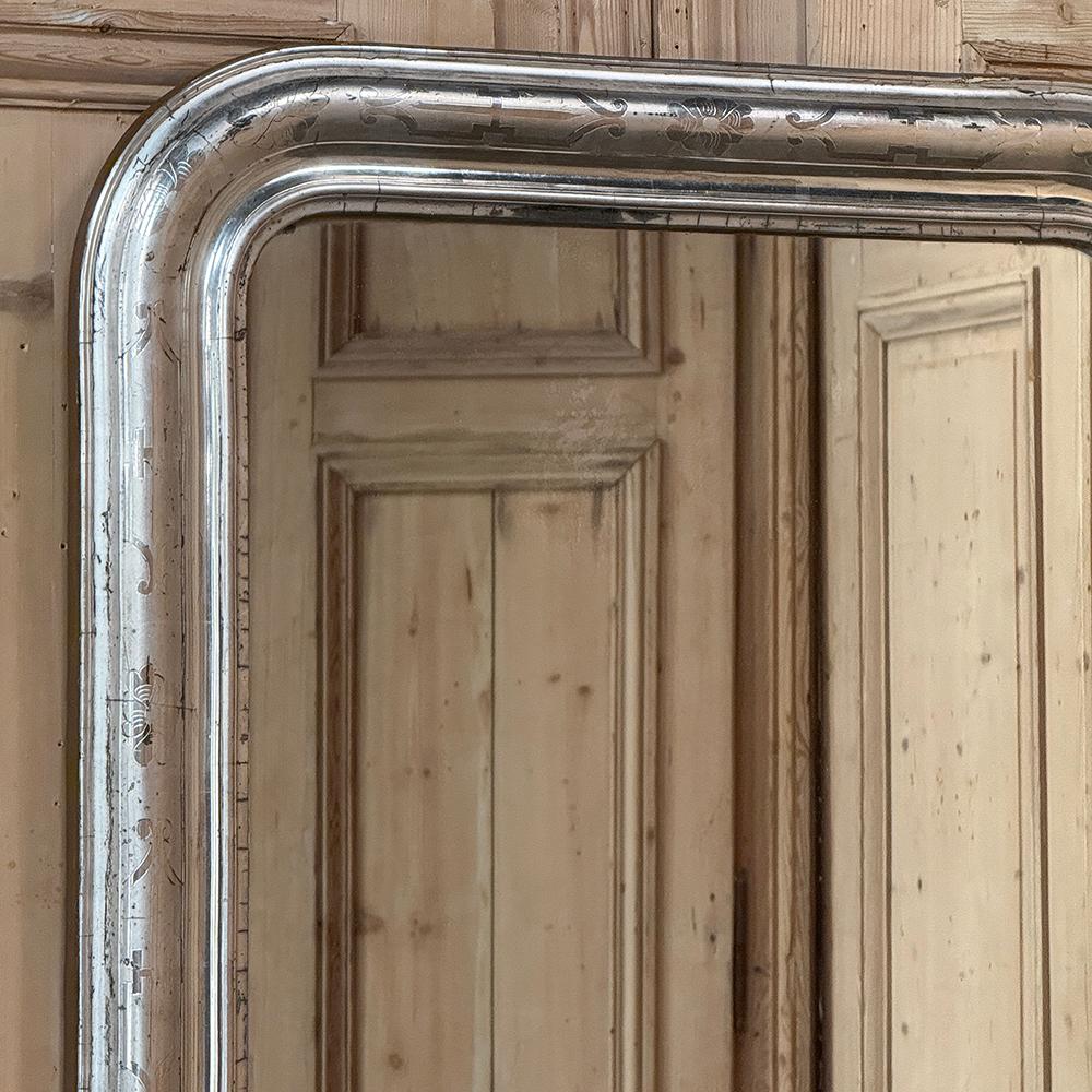 Antique French Louis Philippe Period Silvered Mirror 1