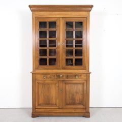 Antique French Louis Philippe Period Walnut Buffet à Deux Corps or Bibliotheque