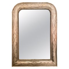 Antique French Louis Philippe Silver Leaf Framed Mirror