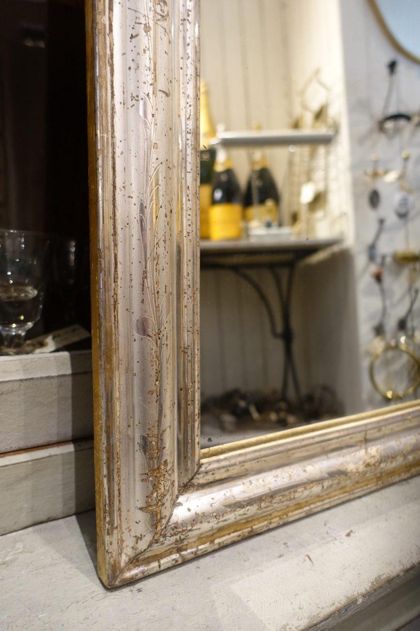 Antique French Louis Philippe Silver Mirror In Good Condition In Copenhagen K, DK