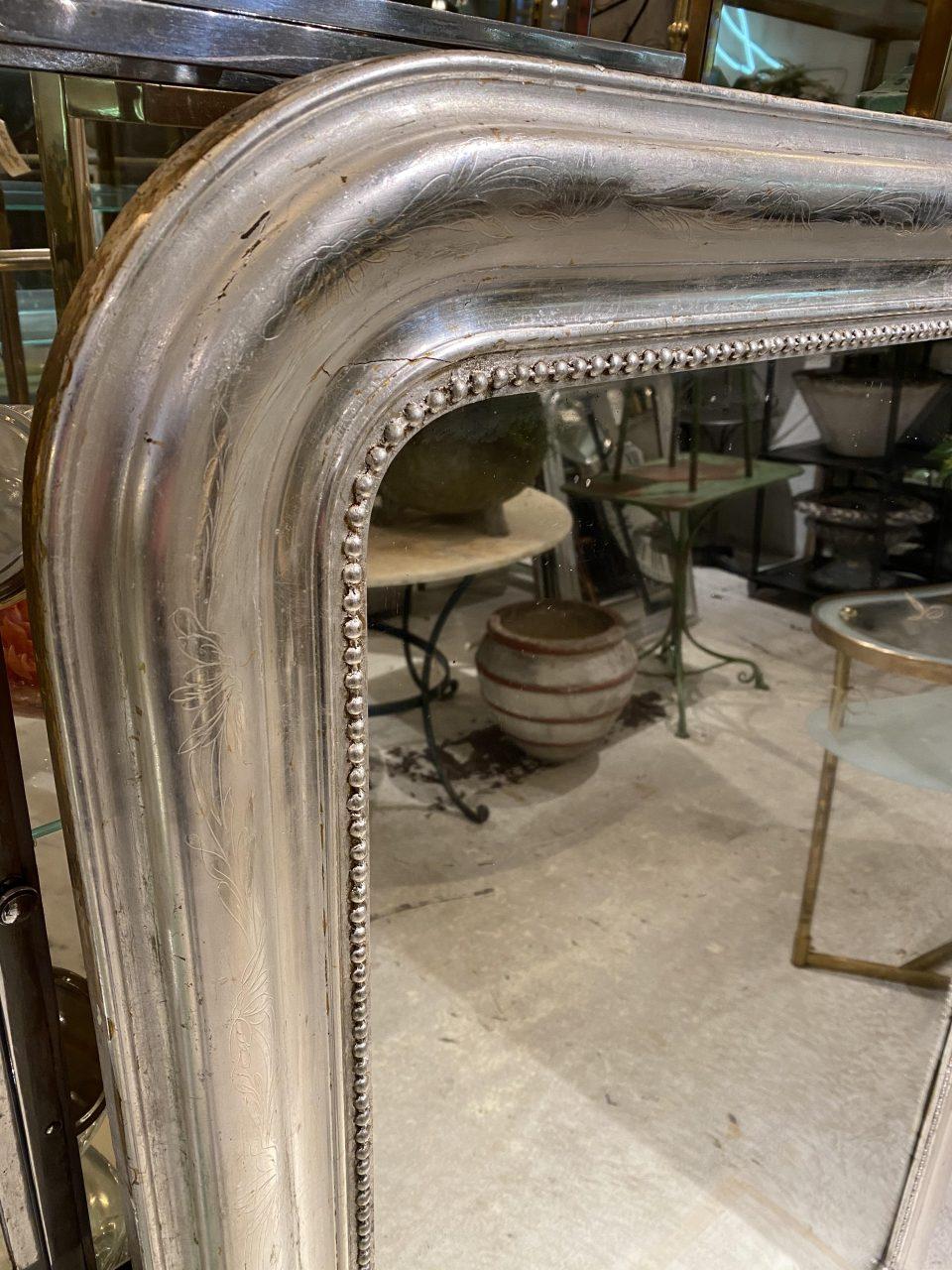 Antique French Louis Philippe Silver Mirror In Good Condition In Copenhagen K, DK
