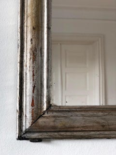 Antique French Louis Philippe - Specchio in legno dorato argentato - Fine XIX secolo