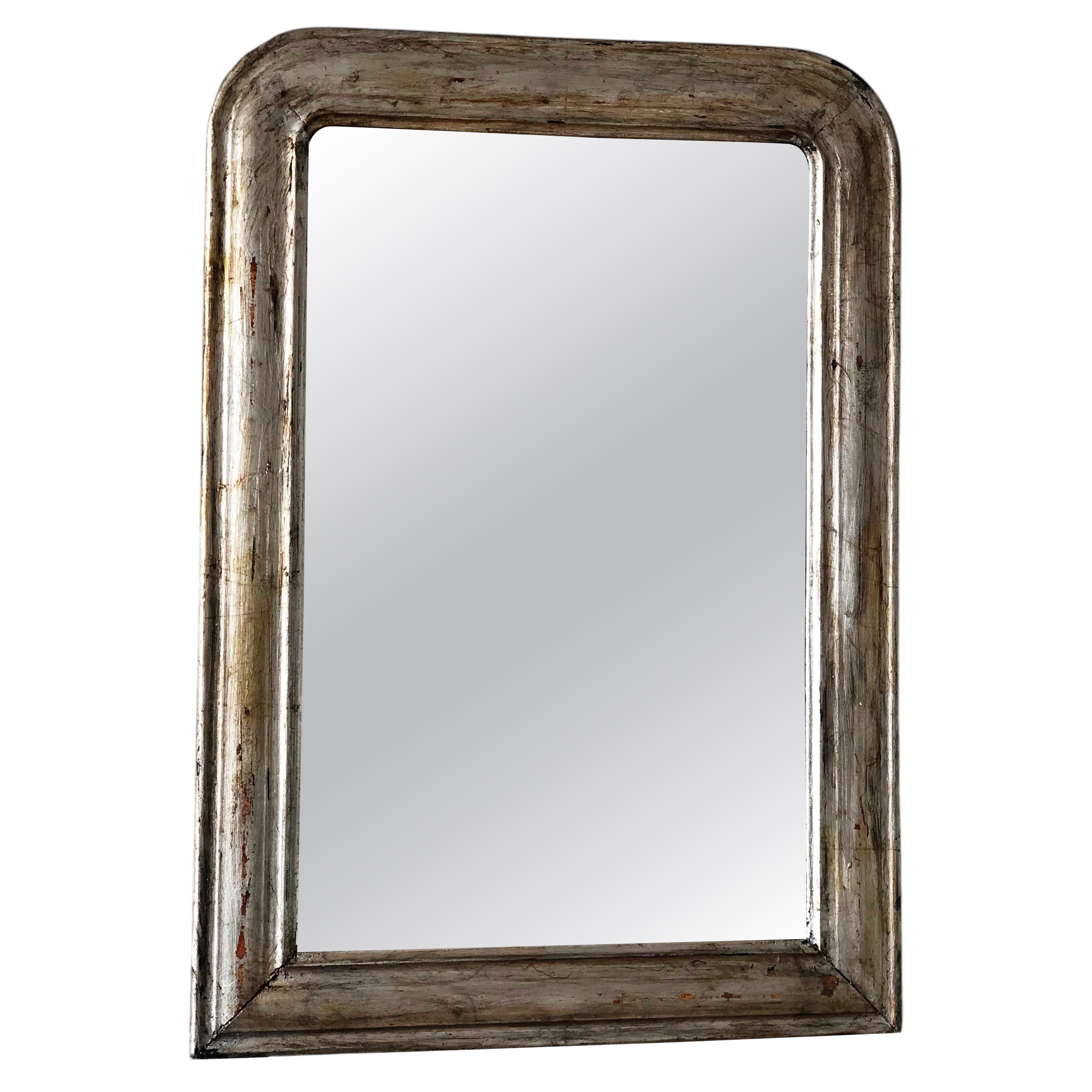 Antique French Louis Philippe - Specchio in legno dorato argentato - Fine XIX secolo
