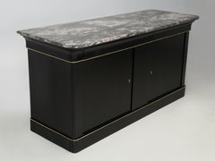 Antique French Louis Philippe Style Buffet Ebonized Grey Marble Restored c1800's