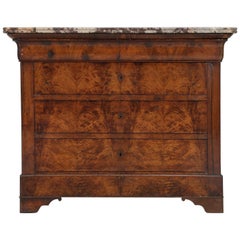 Antique French Louis Philippe Style Burl-Walnut Commode