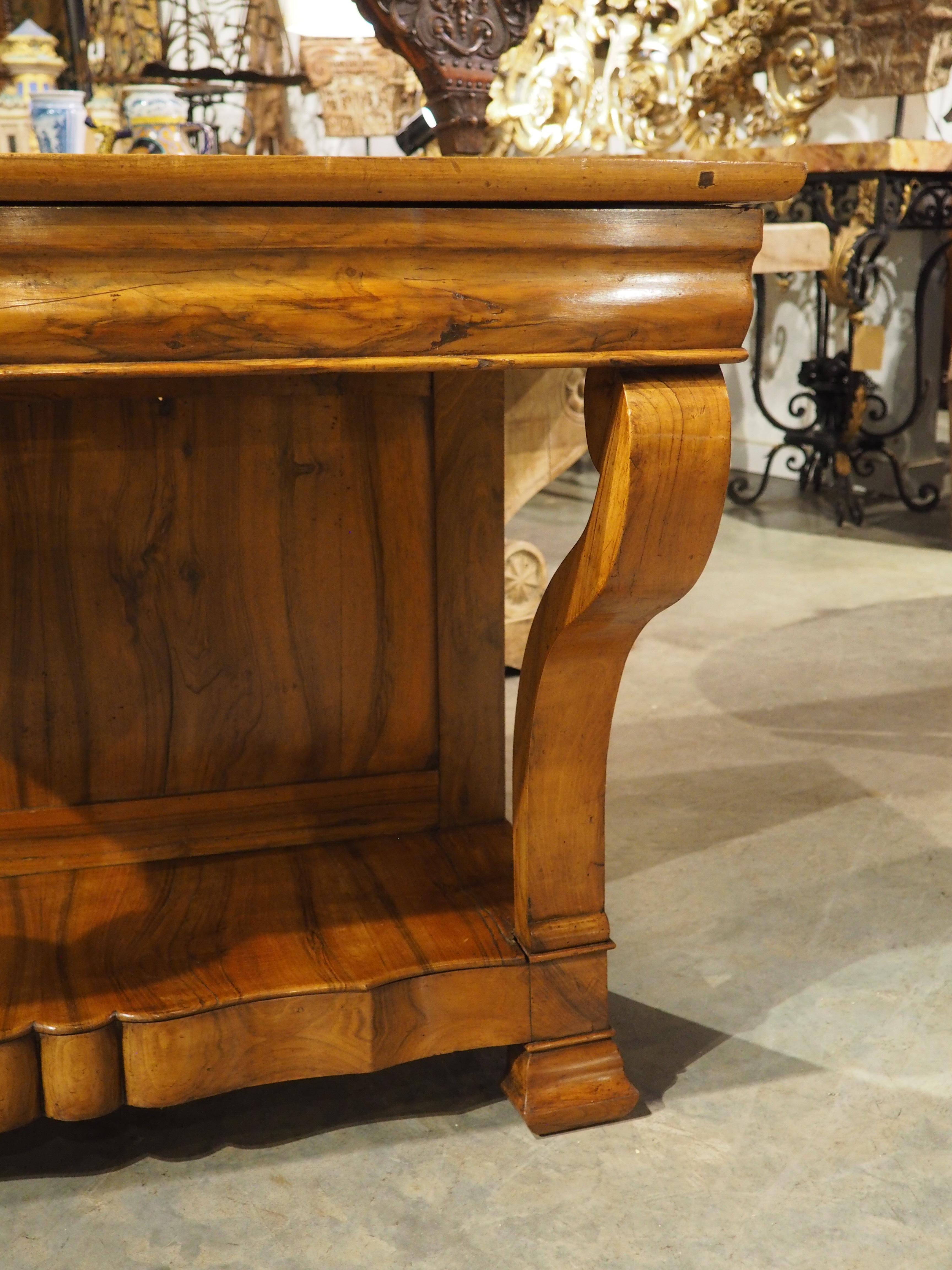 Antique French Louis Philippe Style Console Table with Single Drawer, C. 1860 For Sale 6