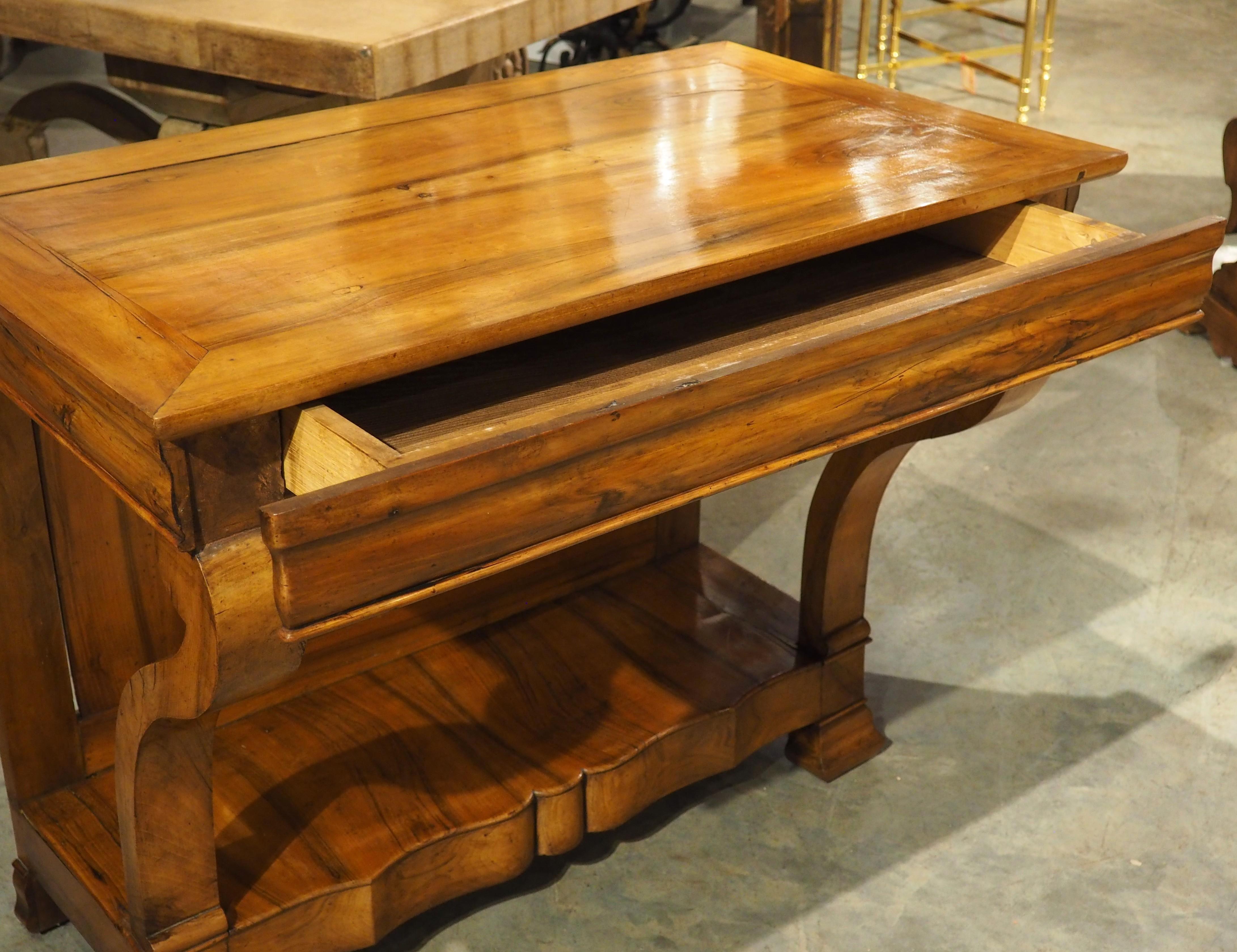 Antique French Louis Philippe Style Console Table with Single Drawer, C. 1860 For Sale 9