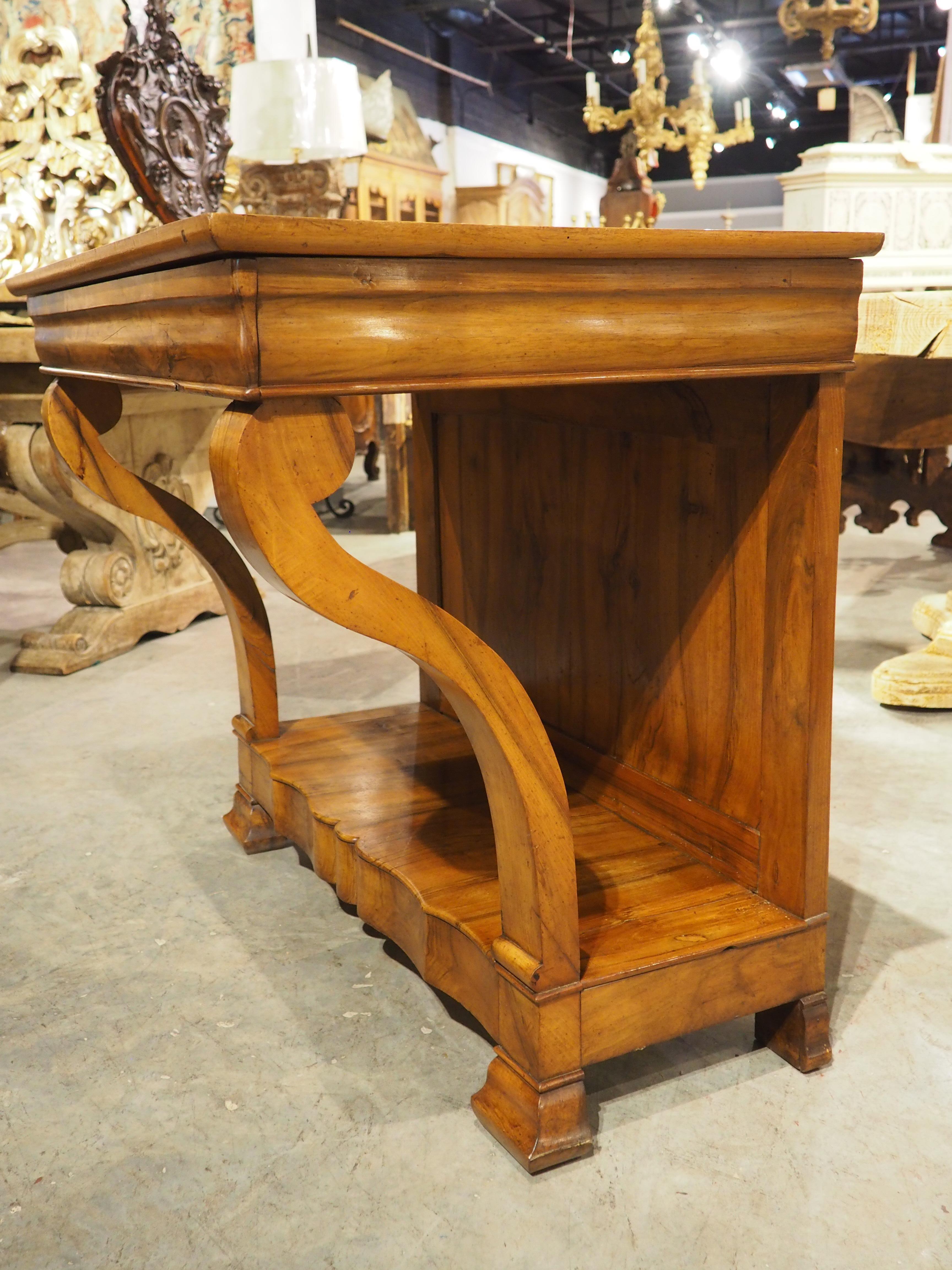 Antique French Louis Philippe Style Console Table with Single Drawer, C. 1860 For Sale 14