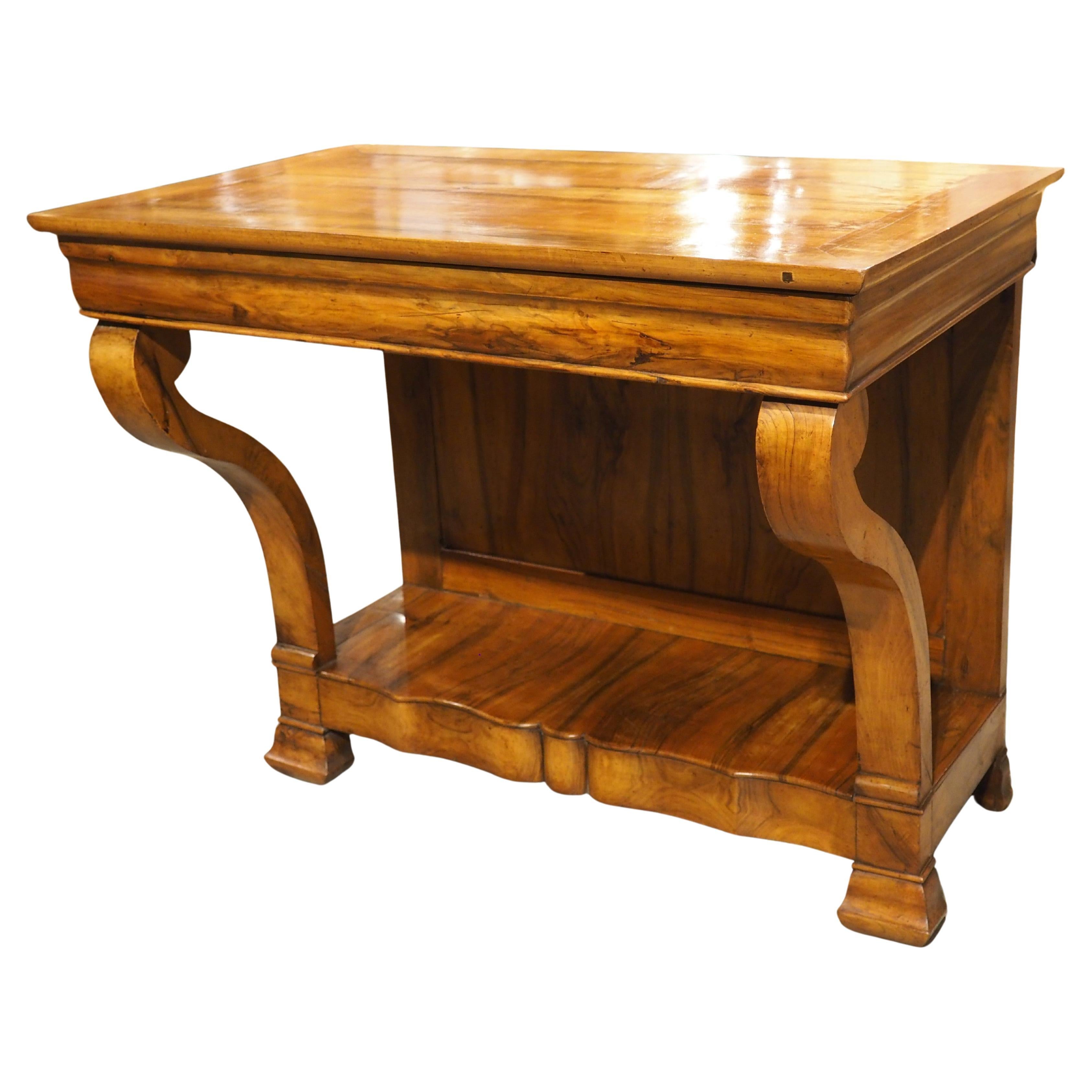 Antique French Louis Philippe Style Console Table with Single Drawer, C. 1860 For Sale
